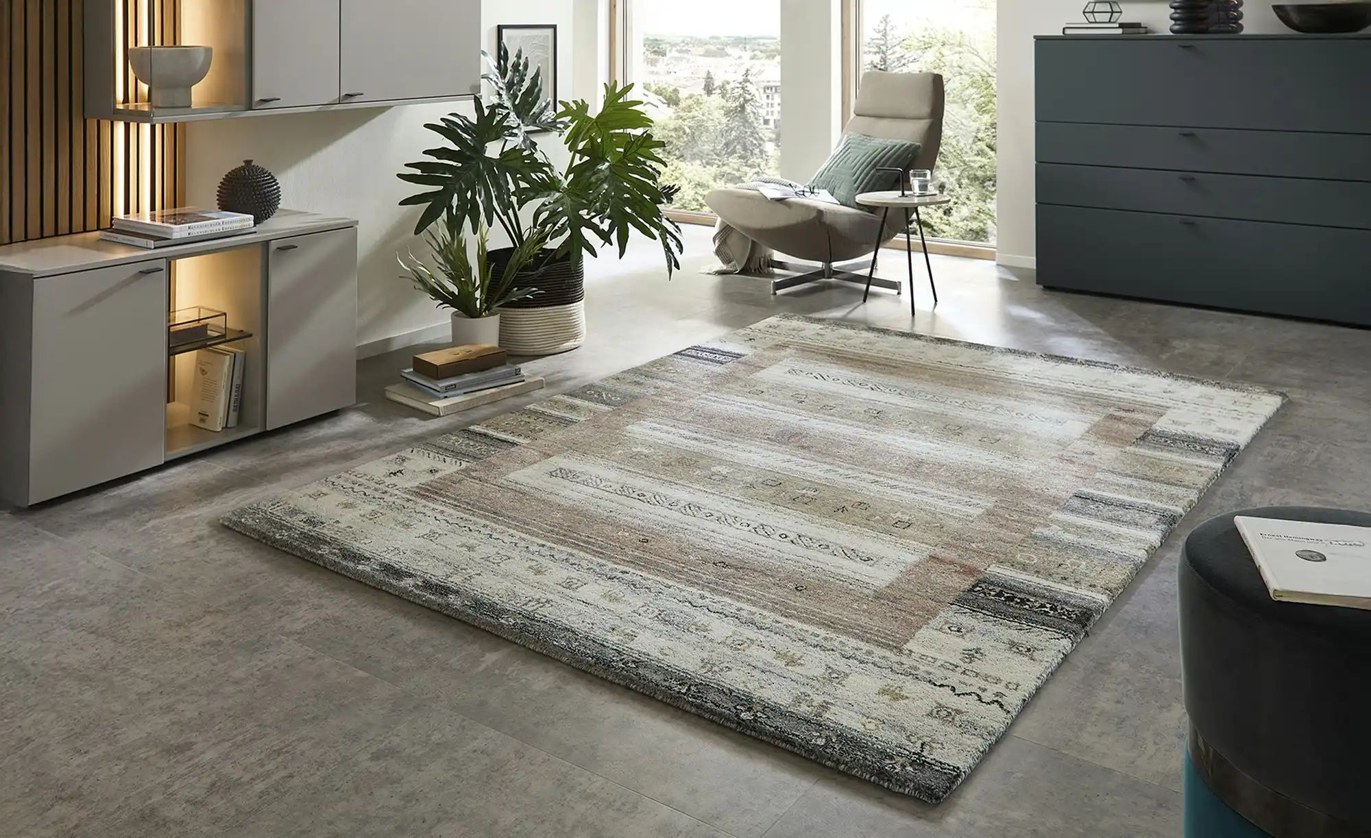 Kurzflorteppich  Uvita Noir ¦ mehrfarbig ¦ Wolle ¦ Maße (cm): B: 170 Teppic günstig online kaufen