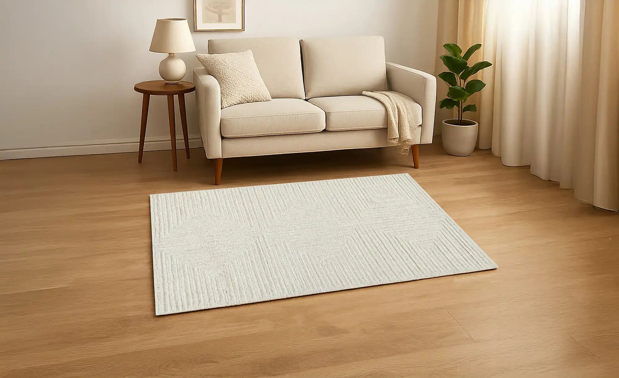 Thumbnail - como Handtuft-Teppich  Patna ¦ creme ¦ Wolle,Baumwolle,Synthetische Fasern ¦ Maße (cm): B: 80 Teppiche > Naturteppiche -...