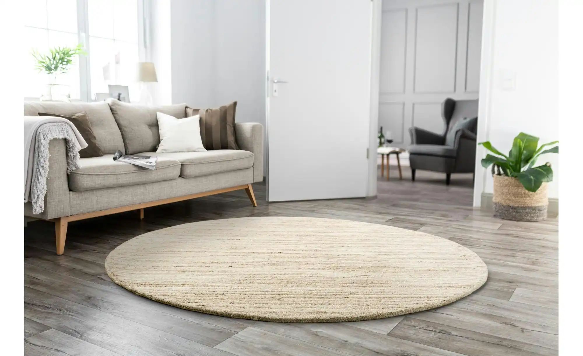 Thumbnail - THEKO Wollteppich  Royal Berber  ¦ beige ¦ Wolle ¦ Maße (cm): B: 190 H: 1,8 Teppiche > Mehr Teppiche > Runde Teppiche - ...