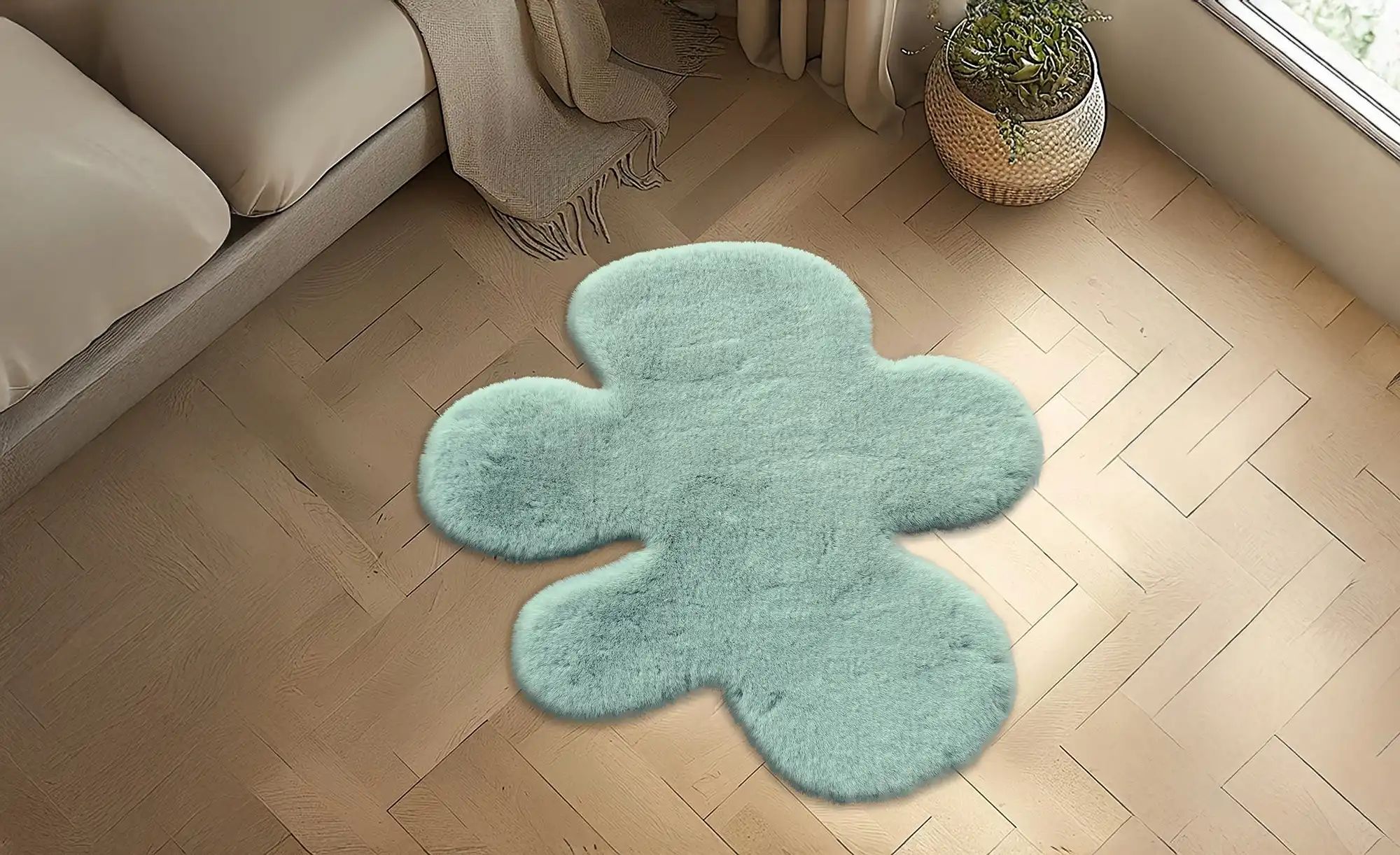 Thumbnail - KJUT Kunstfell Fantasieform Bunny Puzzle ¦ grün ¦ Synthetische Fasern ¦ Maße (cm): B: 70 Teppiche > Kinderteppiche - Höf...