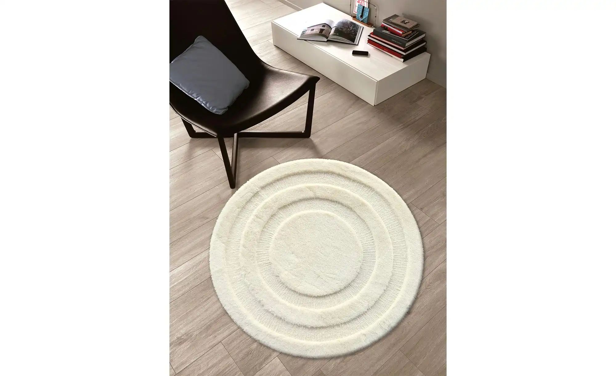 Thumbnail - levelone Webteppich Bunny Circles ¦ beige ¦ Synthetische Fasern ¦ Maße (cm): H: 1,7 Ø: 70 Teppiche > Einfarbige Teppic...
