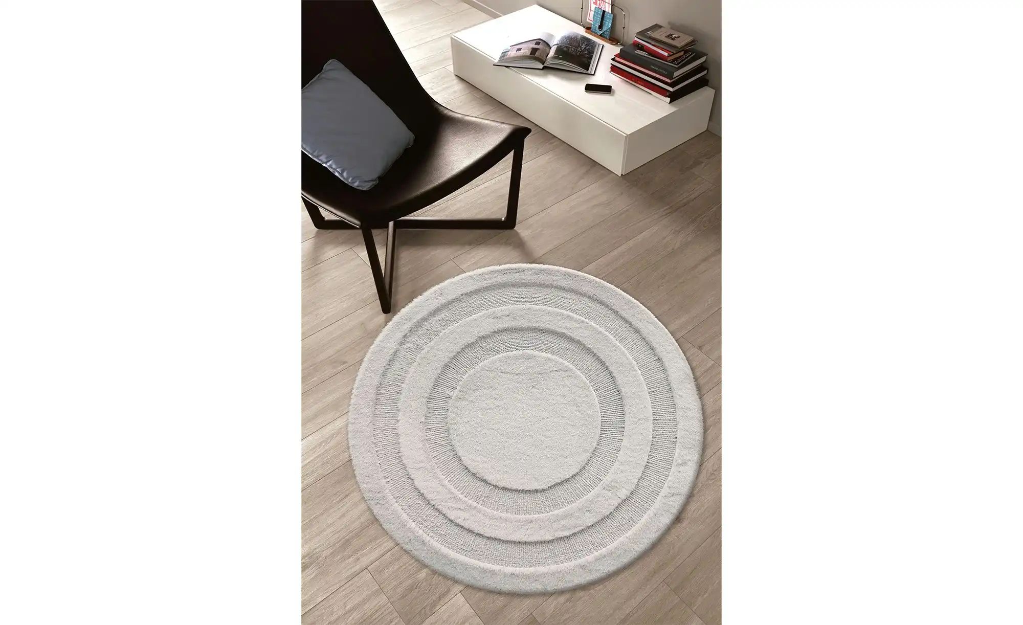 Thumbnail - levelone Webteppich  Bunny Circles ¦ grau ¦ Synthetische Fasern Ø: 70 Teppiche > Einfarbige Teppiche - Höffner