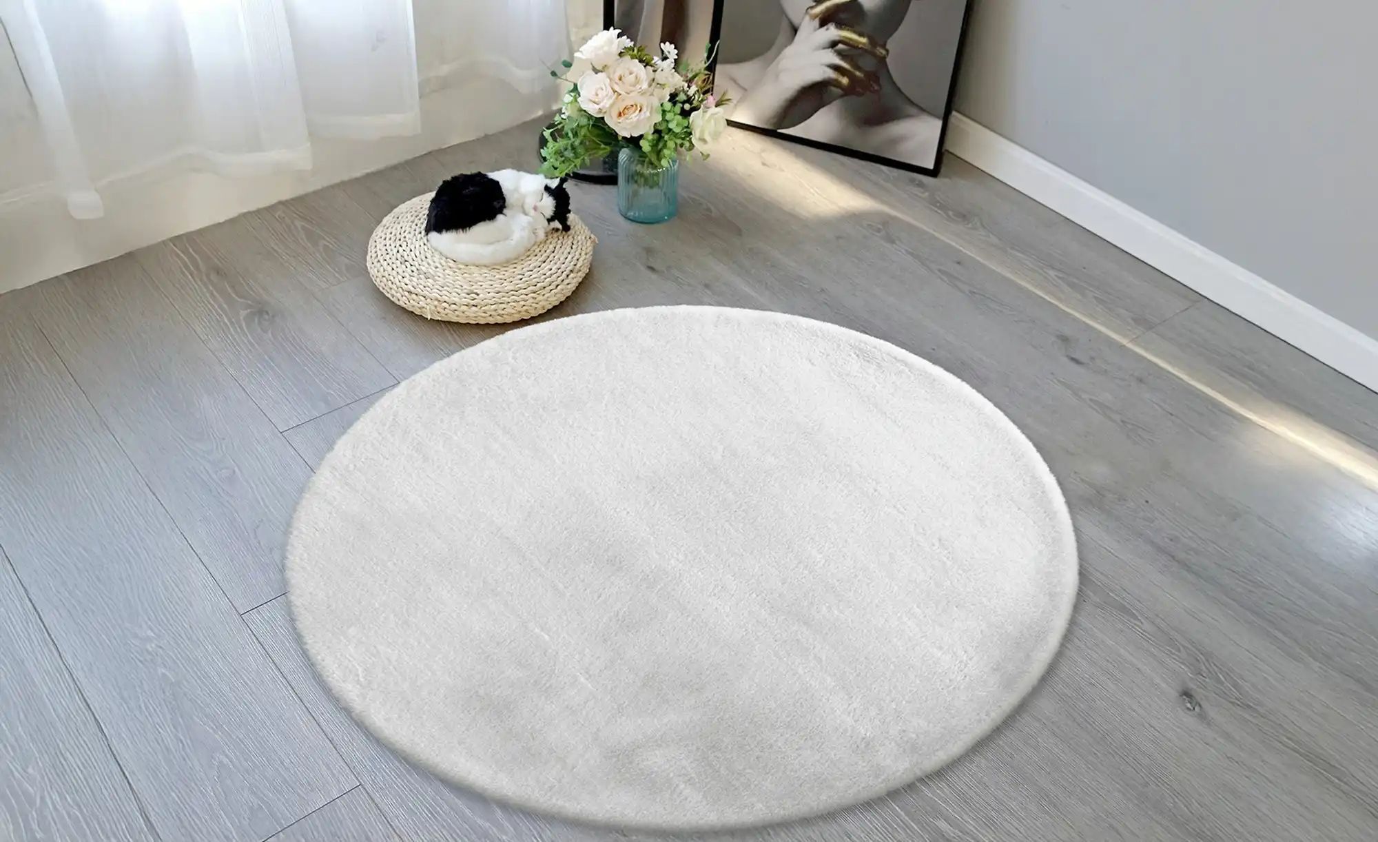 como Hochflorteppich  Bunny ¦ grau ¦ Synthetische Fasern Ø: 120 Teppiche > günstig online kaufen