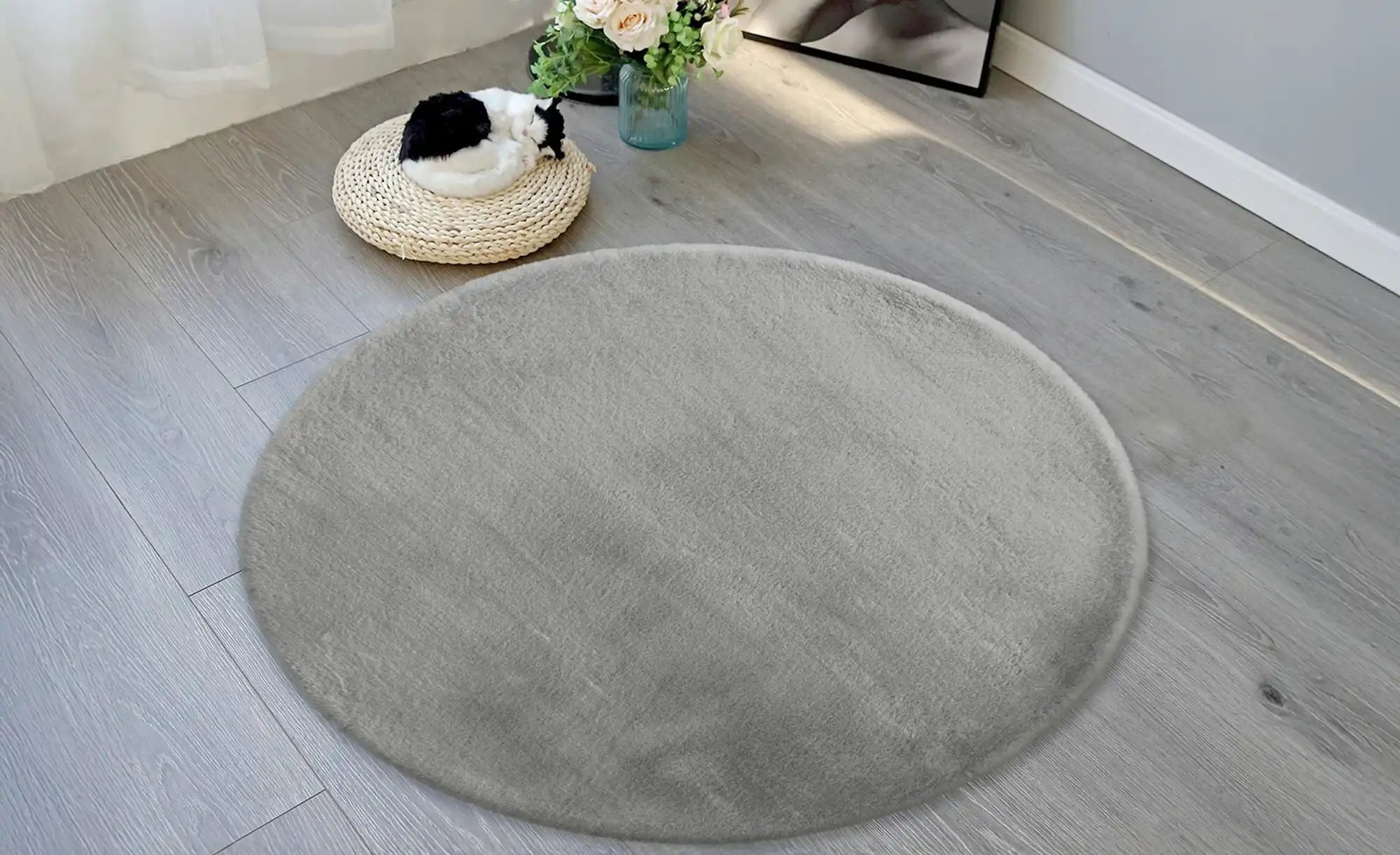 como Hochflorteppich  Bunny ¦ grau ¦ Synthetische Fasern Ø: 120 Teppiche > günstig online kaufen