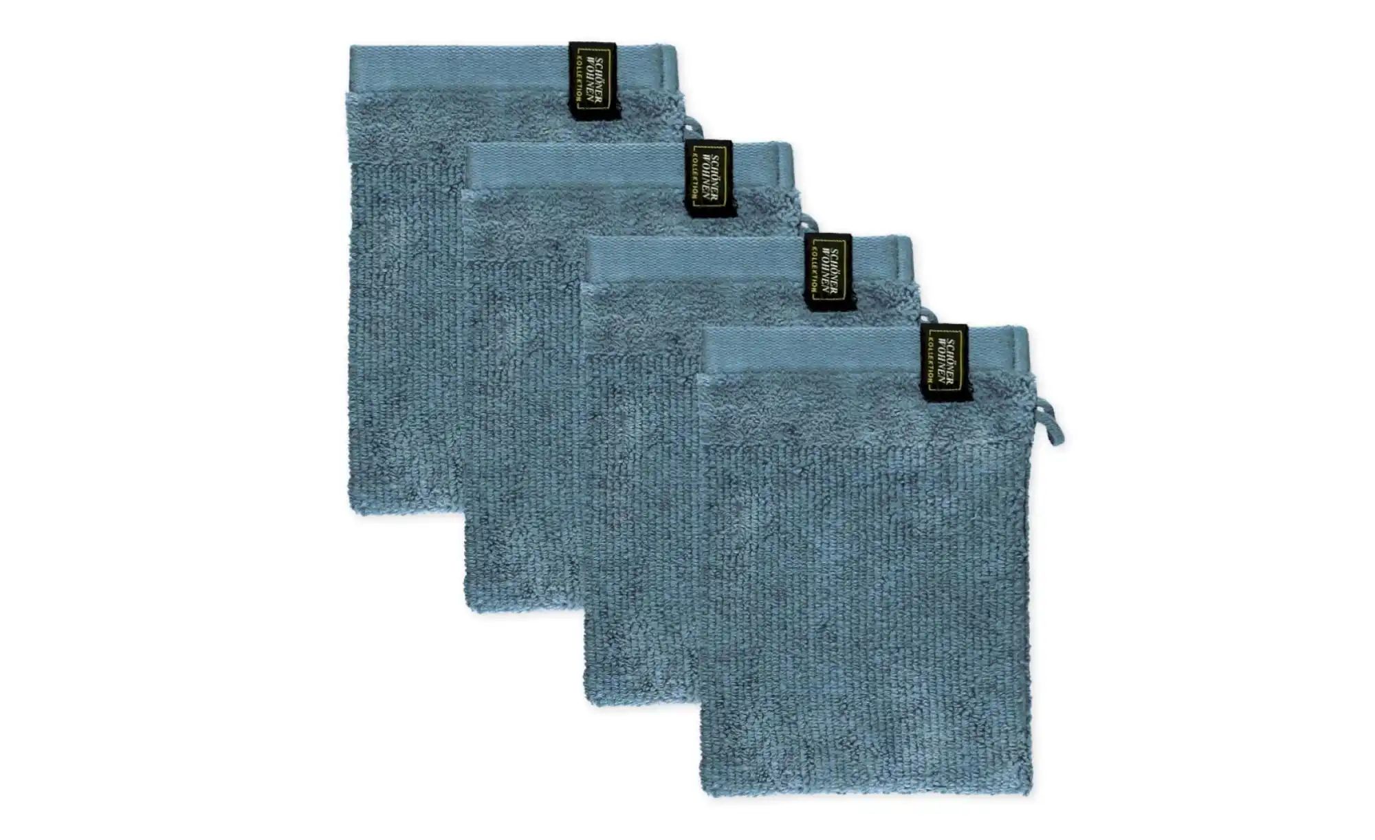 SCHÖNER WOHNEN Kollektion Waschhandschuh 4er-Set   ¦ blau ¦ Maße (cm): B: 1 günstig online kaufen