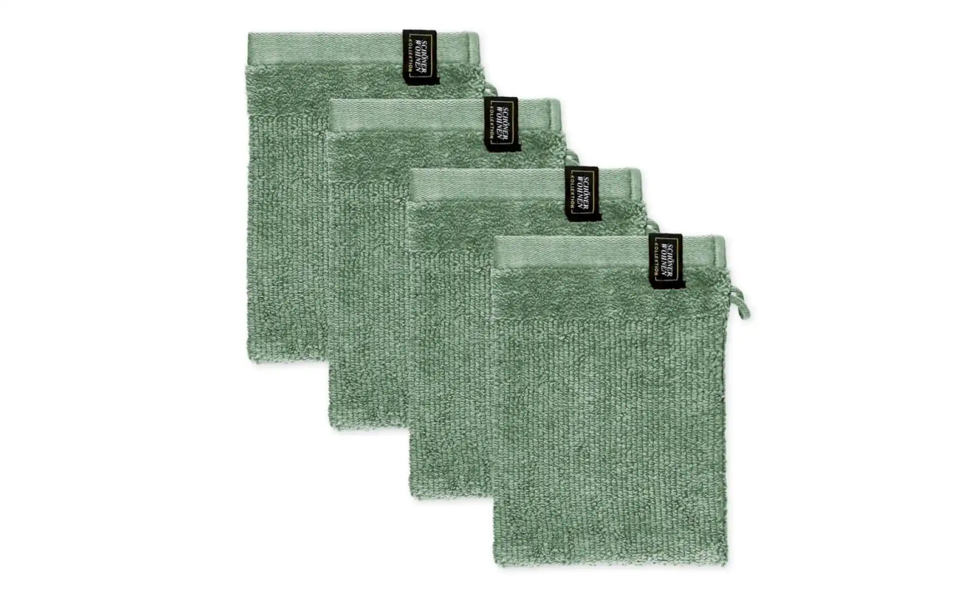 SCHÖNER WOHNEN Kollektion Waschhandschuh 4er-Set   ¦ grün ¦ Maße (cm): B: 1 günstig online kaufen