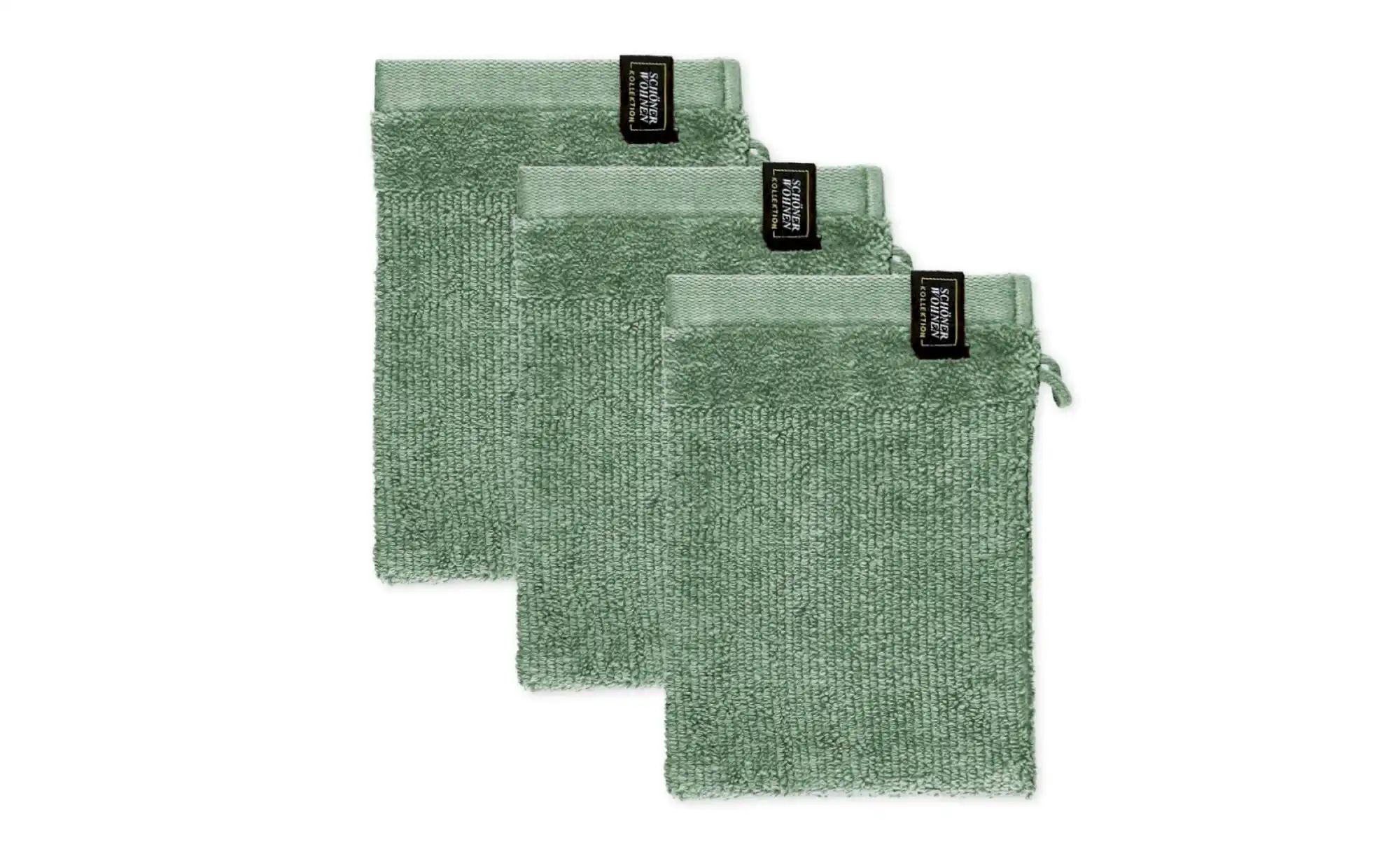 SCHÖNER WOHNEN Kollektion Waschhandschuh 3er-Set   ¦ grün ¦ Maße (cm): B: 1 günstig online kaufen