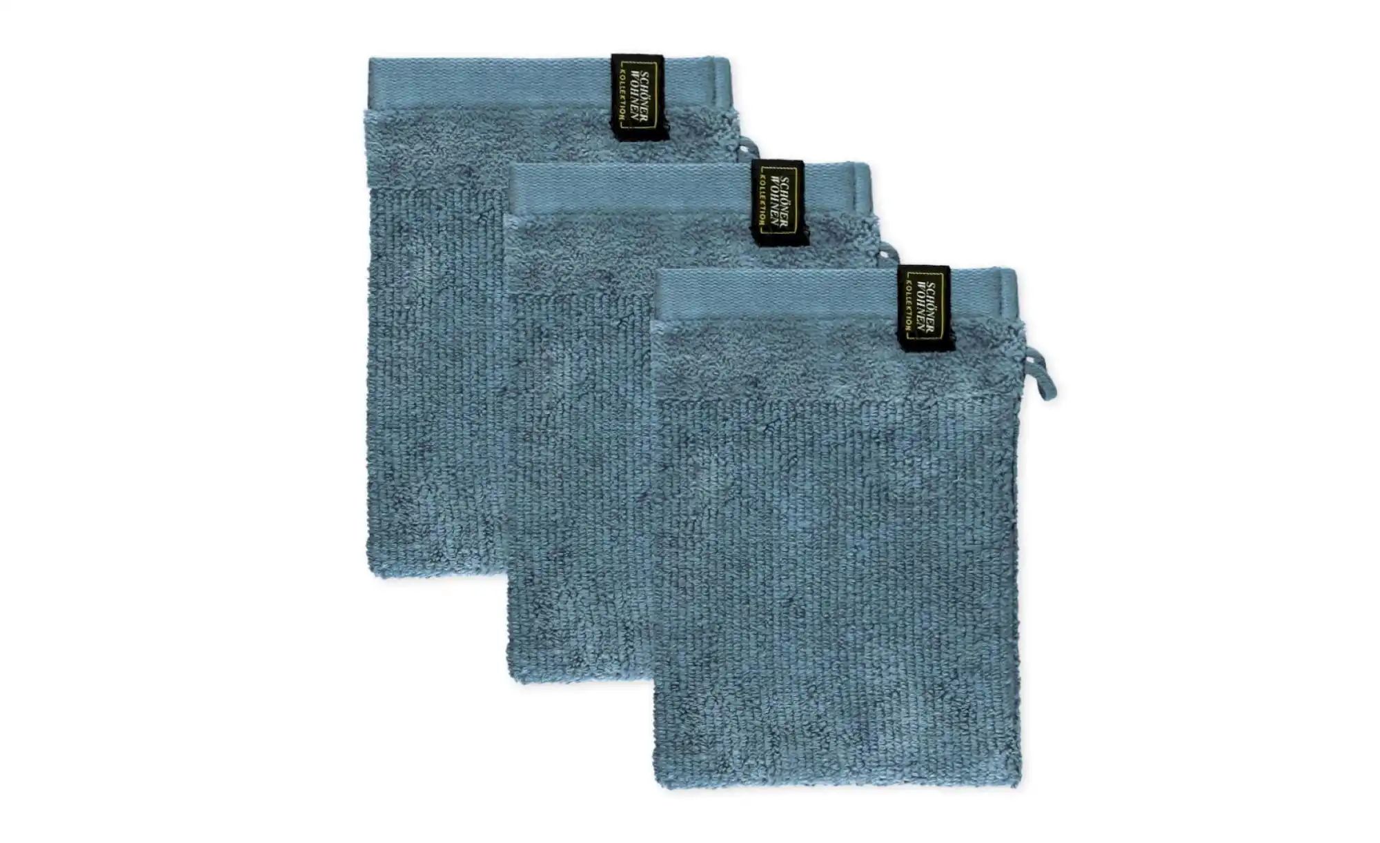 SCHÖNER WOHNEN Kollektion Waschhandschuh 3er-Set   ¦ blau ¦ Maße (cm): B: 1 günstig online kaufen