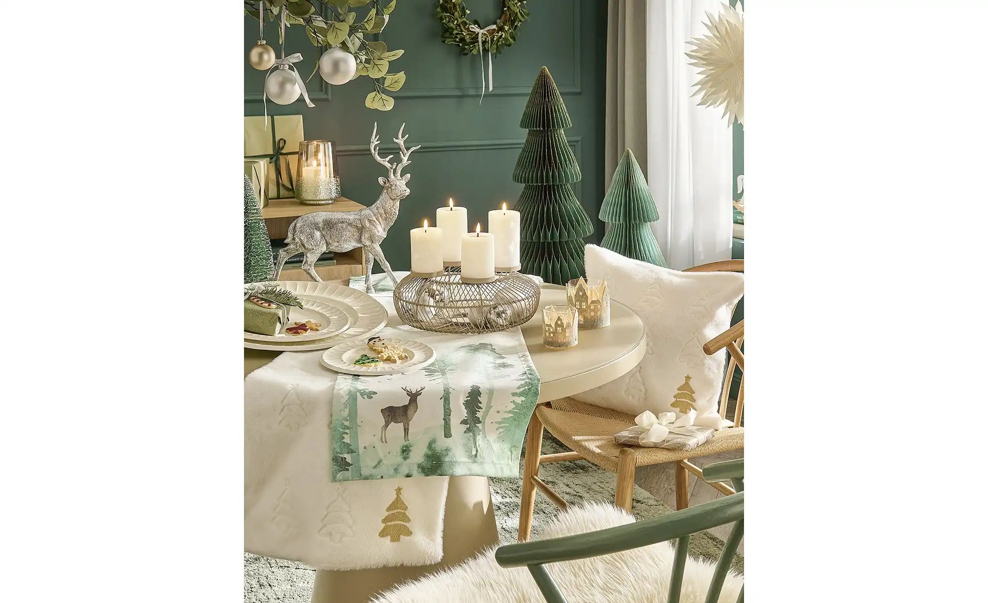 Tischläufer  Weihnachten ¦ weiß ¦ Synthetik ¦ Maße (cm): B: 40 Weihnachten günstig online kaufen