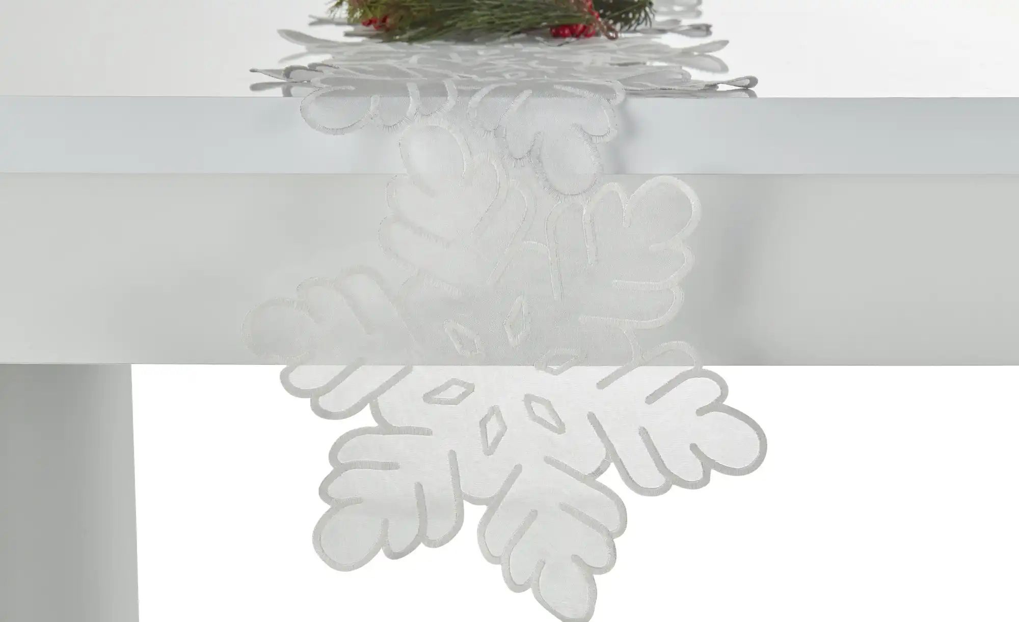Tischläufer  Schneeflocke ¦ grau ¦ Synthetik ¦ Maße (cm): B: 25 Weihnachten günstig online kaufen
