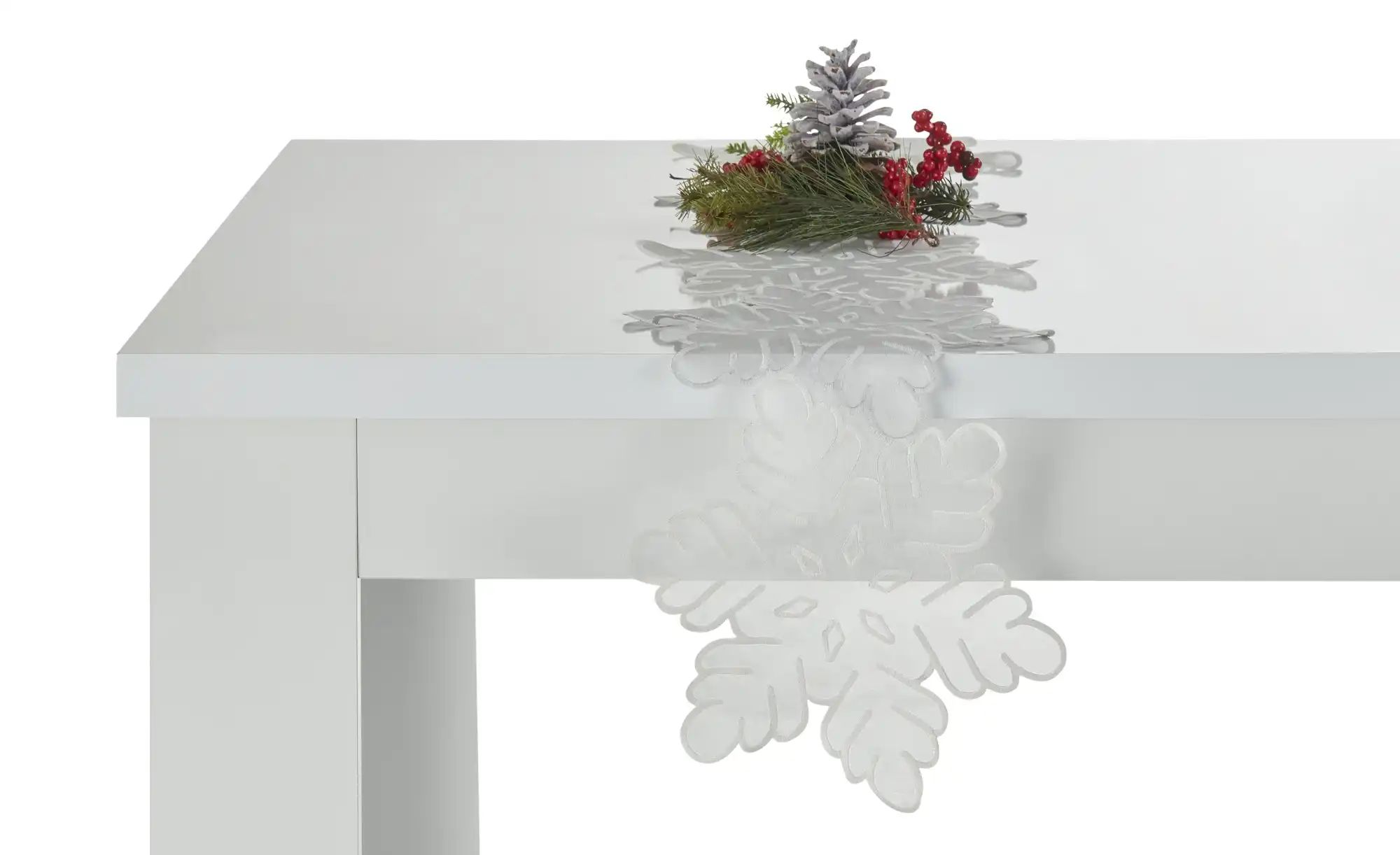 Tischläufer Schneeflocke ¦ grau ¦ Synthetik ¦ Maße (cm): B: 25 Weihnachten günstig online kaufen