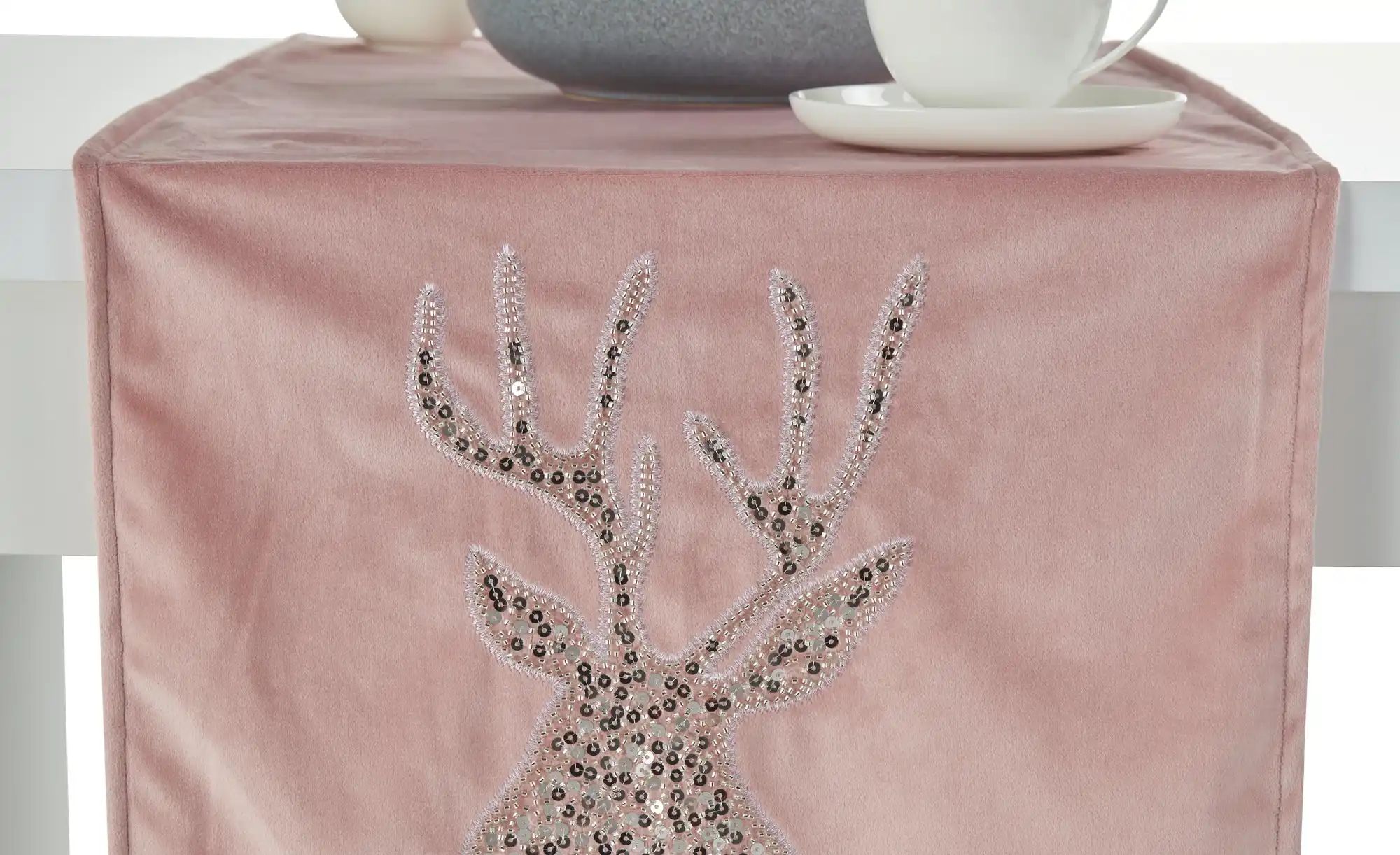 Tischläufer  Hirsch ¦ rosa/pink ¦ Synthetik ¦ Maße (cm): B: 40 Weihnachten günstig online kaufen