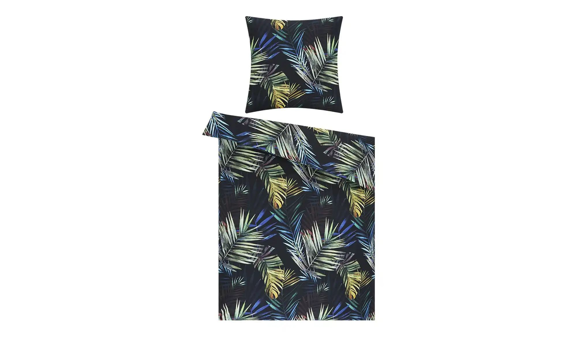 indigo Mako-Satin Bettwäsche  Palm Leaves ¦ schwarz ¦ Maße (cm): B: 135 Bet günstig online kaufen