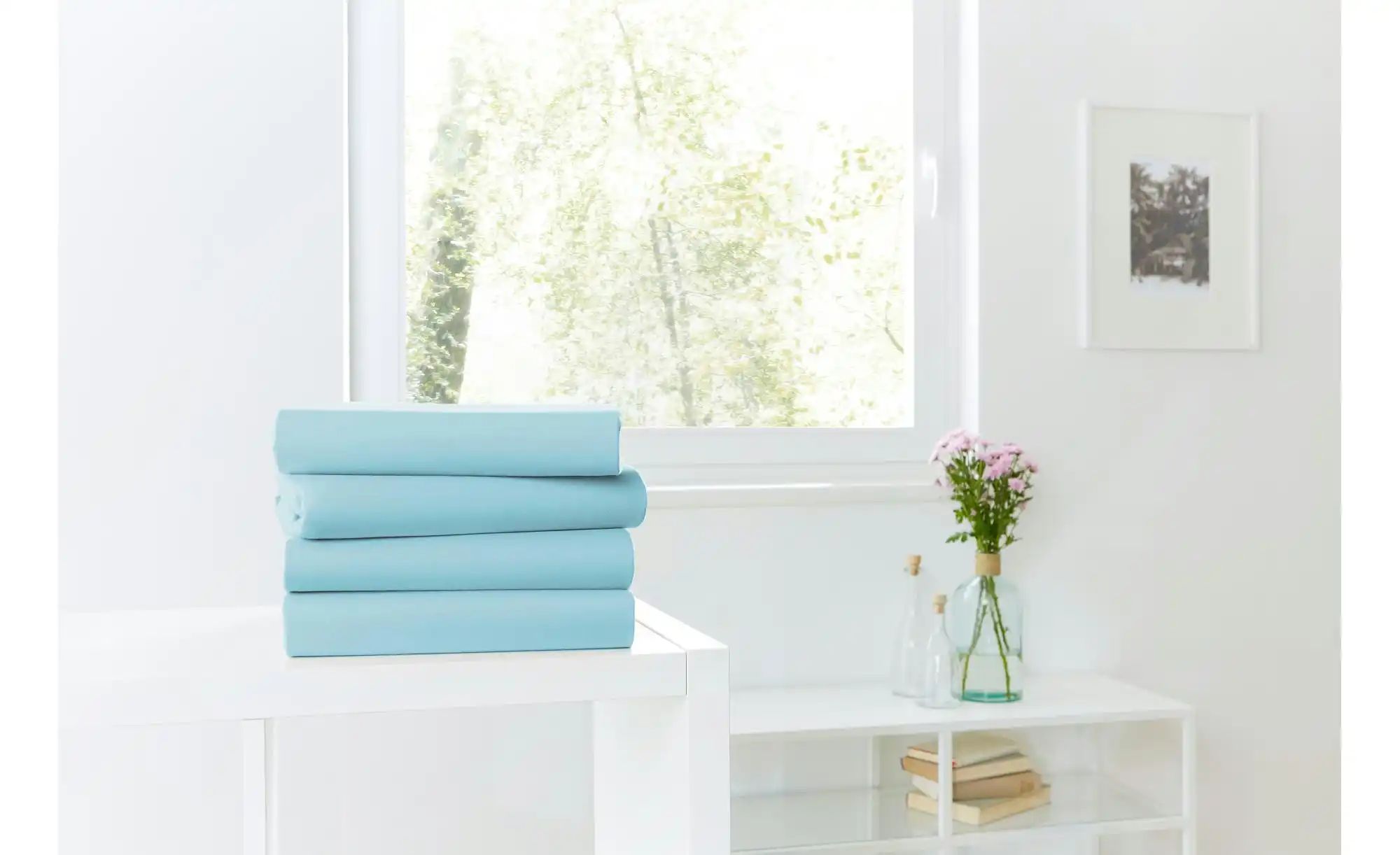 como Jersey-Spannbetttuch   ¦ blau ¦ Maße (cm): B: 150 Bettwaren > Bettlake günstig online kaufen