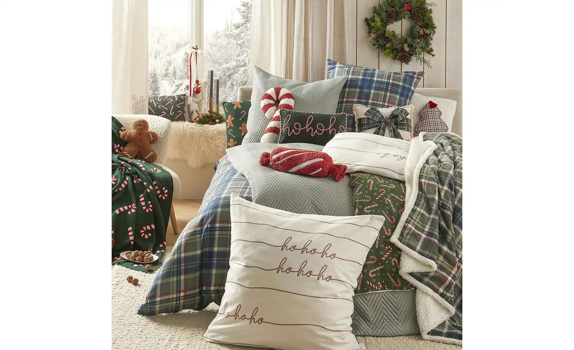 como Biber Wende-Bettwäsche  HoHoHo ¦ grün ¦ Maße (cm): B: 135 Weihnachten günstig online kaufen