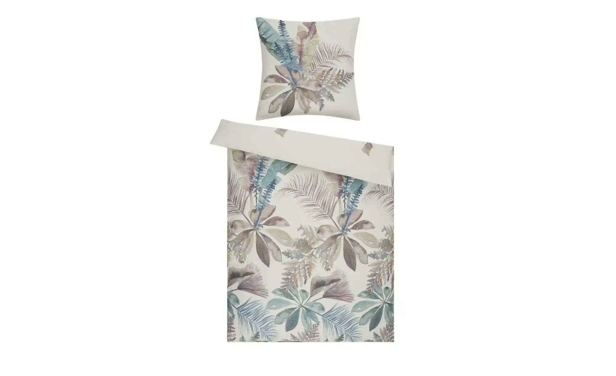 Como Green Satin Bettwäsche  Leaves ¦ mehrfarbig ¦ Maße (cm): B: 135 Bettwa günstig online kaufen