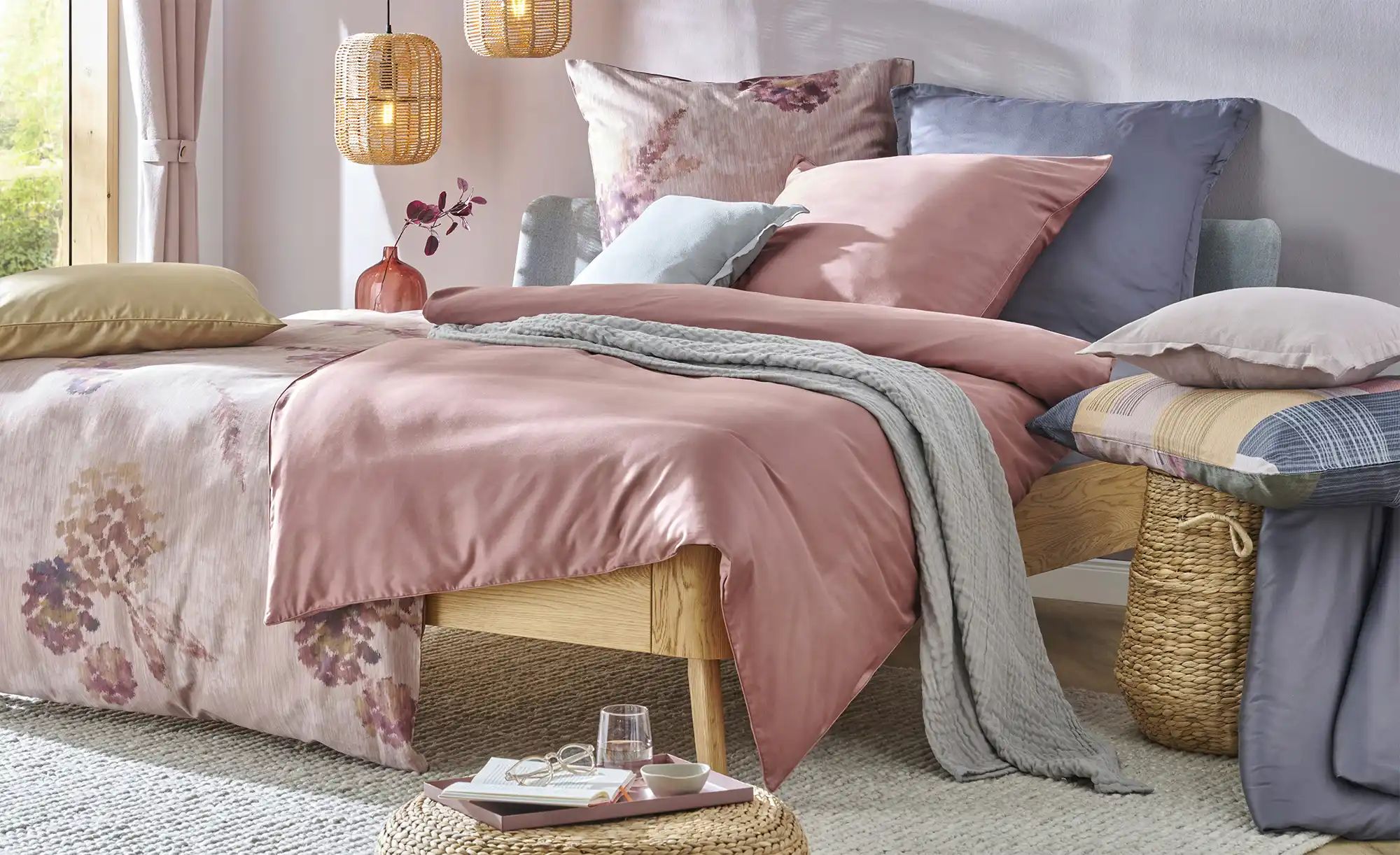 Como Green Satin Bettwäsche  Uni ¦ rot ¦ Maße (cm): B: 135 Bettwaren > Bett günstig online kaufen