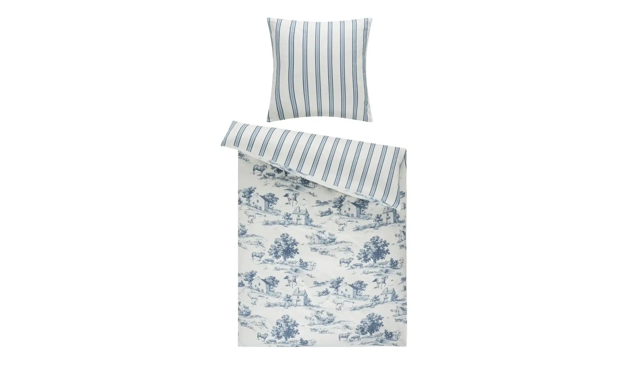 como Satin Wende-Bettwäsche  Toile ¦ blau ¦ Maße (cm): B: 155 Bettwaren > B günstig online kaufen