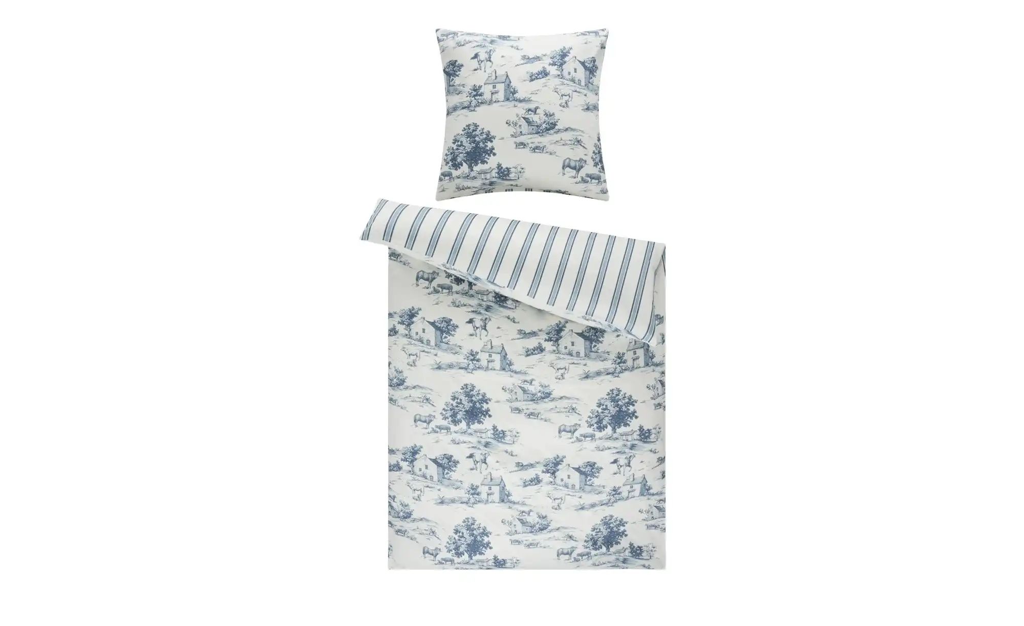como Satin Wende-Bettwäsche  Toile ¦ blau ¦ Maße (cm): B: 155 Bettwaren > B günstig online kaufen