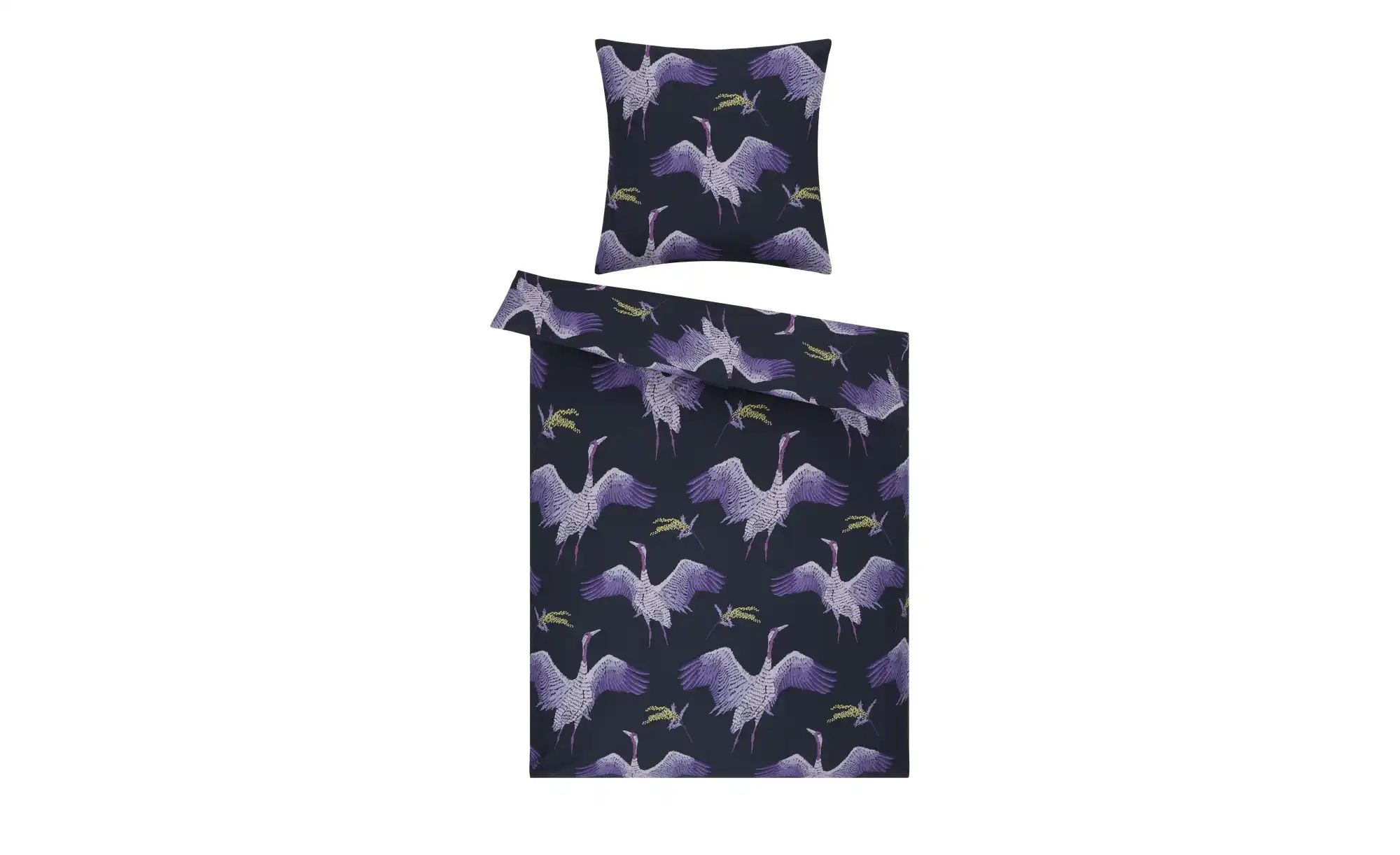 indigo Mako-Satin Bettwäsche  Stiched ¦ lila/violett ¦ Maße (cm): B: 135 Be günstig online kaufen