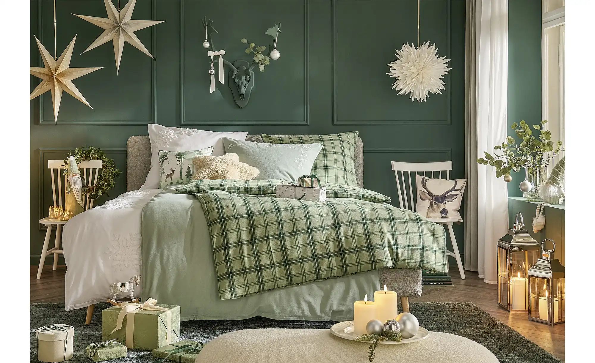 como Biber Bettwäsche  Tartan ¦ grün ¦ Maße (cm): B: 135 Weihnachten - Höff günstig online kaufen