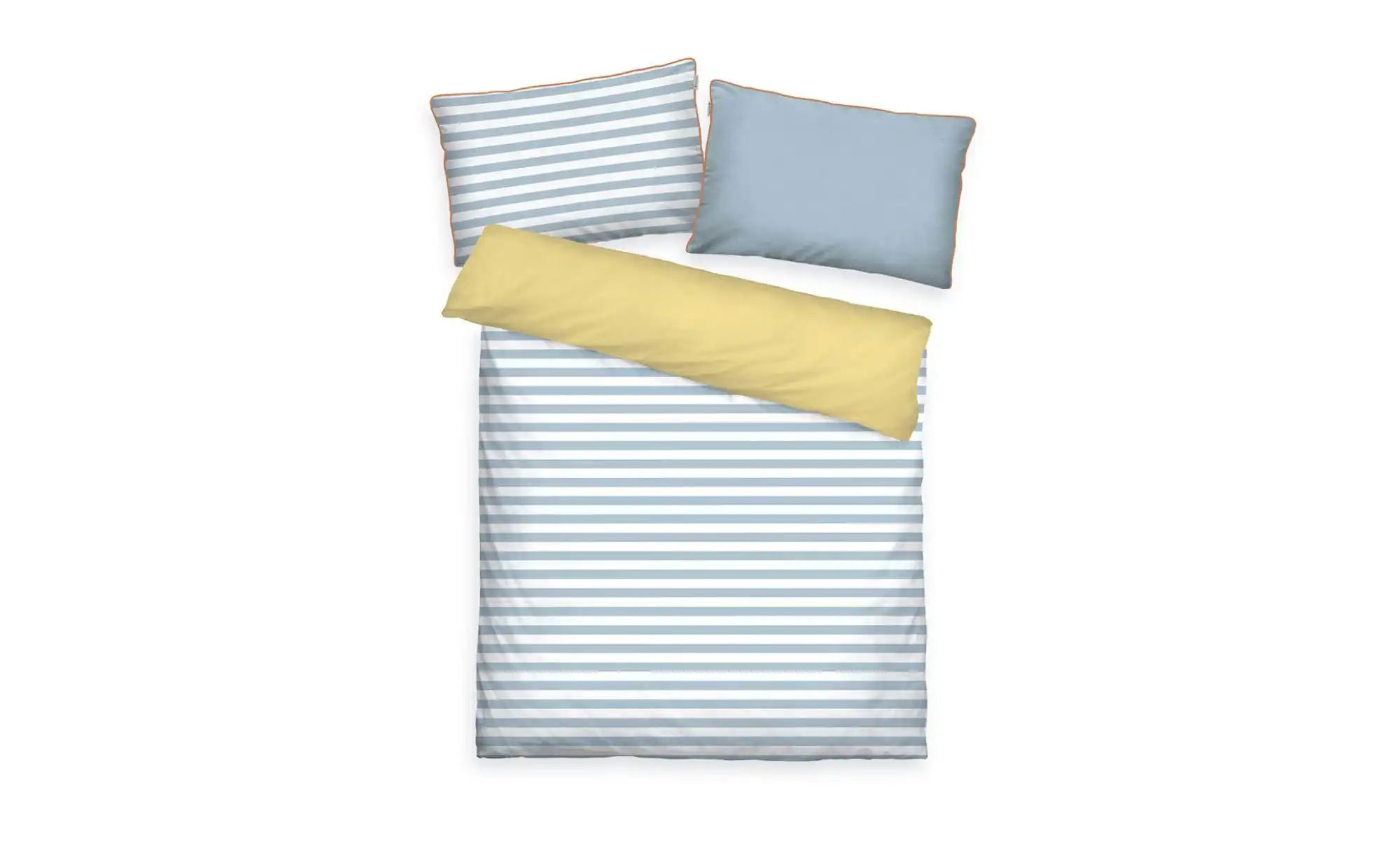 Tom Tailor Bettwäsche-Set  Stripes with a Kick Sky Blue & Light Lemon  mehrfarbig  Maße (cm): B: 135 H: 1 | 04006891986153