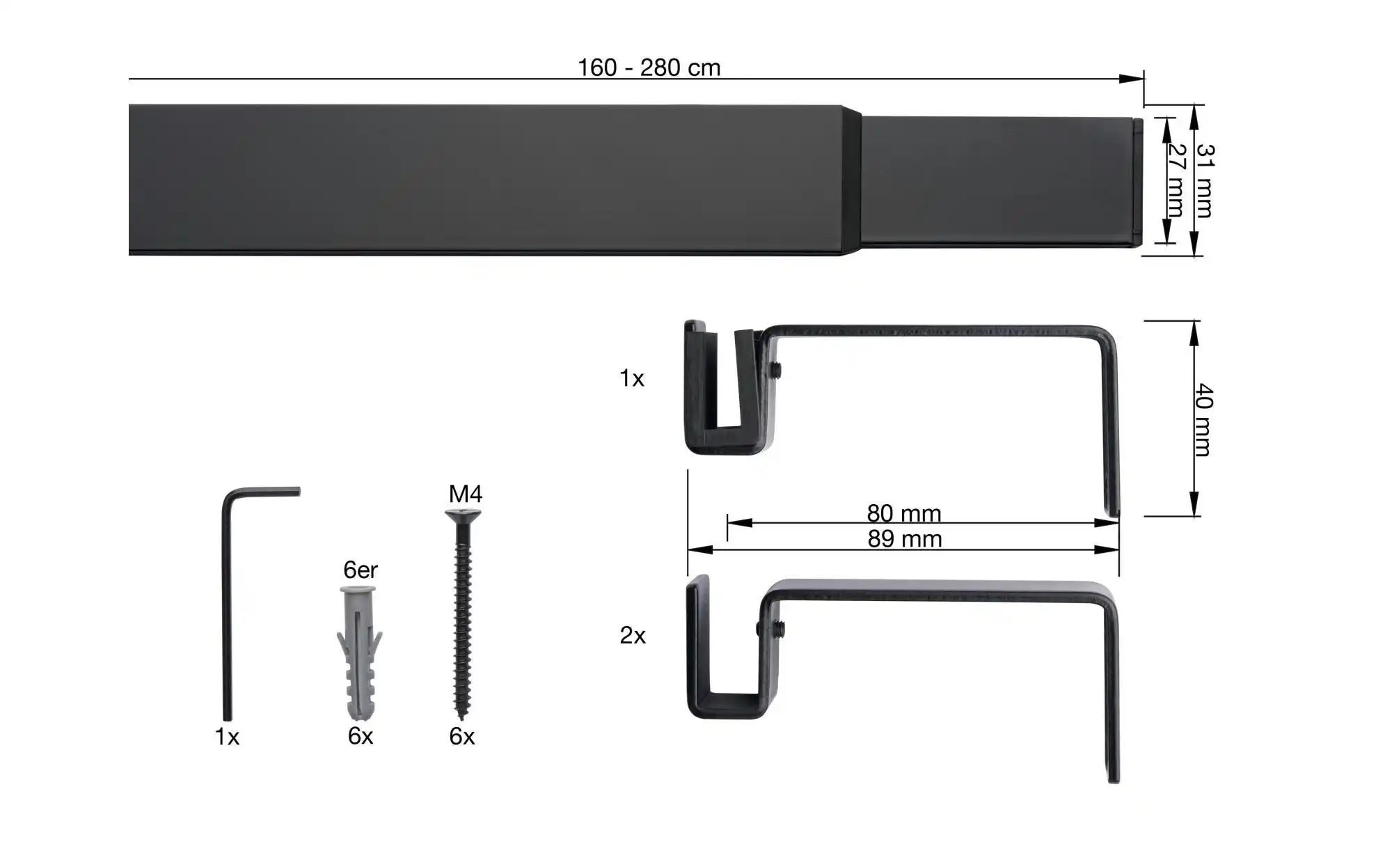 Thumbnail - Mydeco Telesopgarnitur up right   ¦ schwarz ¦ Aluminium ¦ Maße (cm): B: 210 H: 3,9 Gardinen & Rollos > Gardinenstangen &...