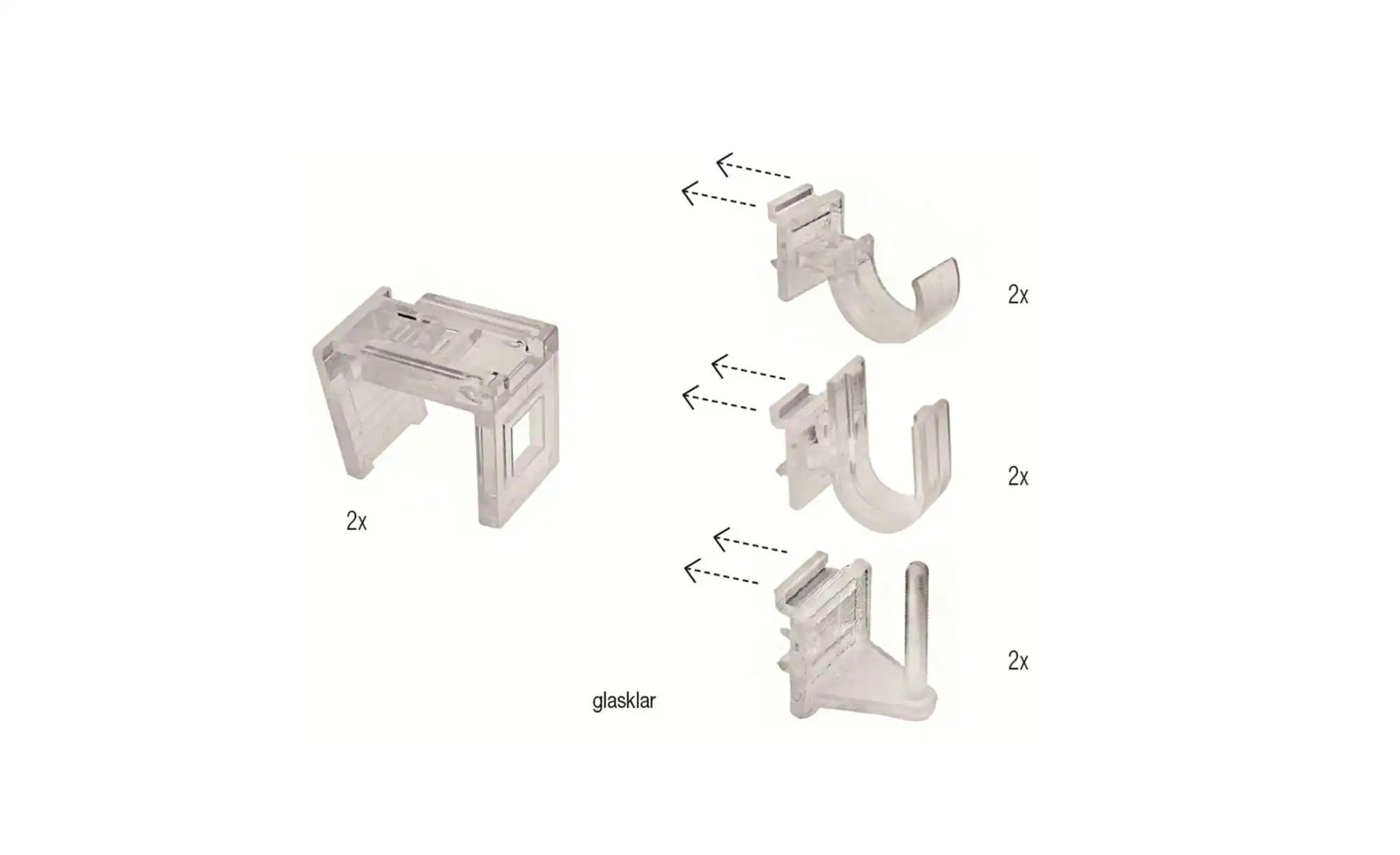 Mydeco Bistro Klemmträger 2er Set   ¦ transparent/klar ¦ Kunststoff ¦ Maße günstig online kaufen