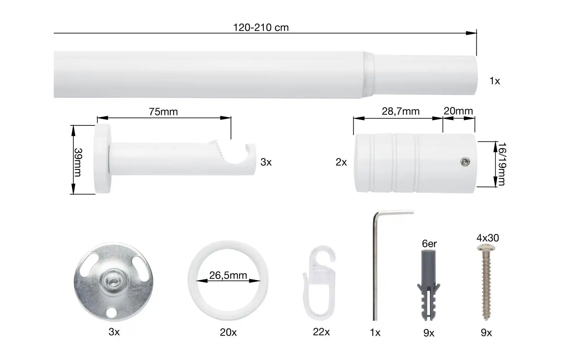 Mydeco Teleskopgarnitur rillcube   ¦ weiß ¦ Stahl ¦ Maße (cm): B: 2,5 H: 2, günstig online kaufen