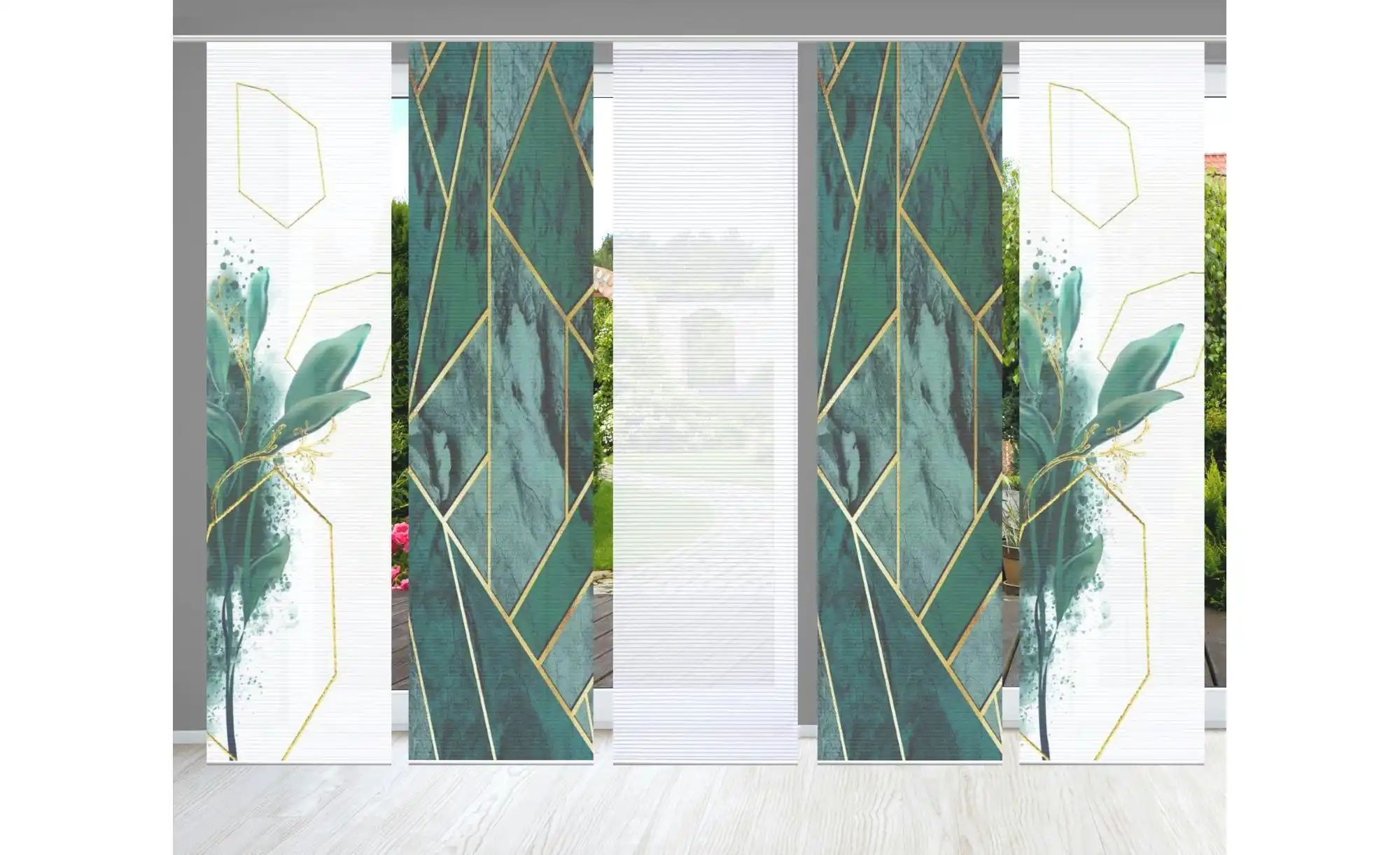 Thumbnail - HOME in green Schiebevorhang ¦ grün ¦ Synthetik ¦ Maße (cm): B: 60 H: 245 Gardinen & Rollos > Gardinen & Vorhänge > Sc...