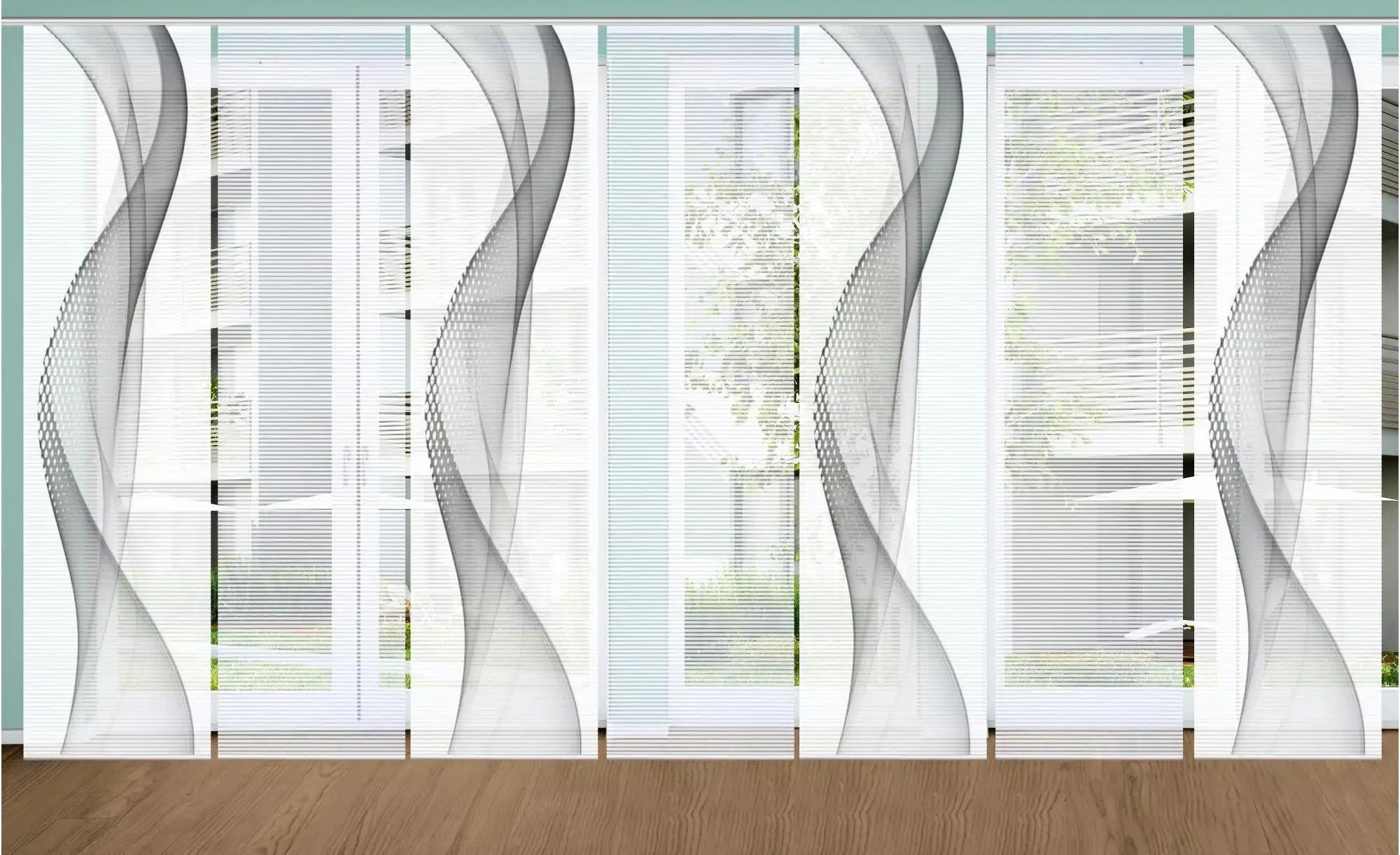 Thumbnail - HOME in green Schiebevorhang ¦ grau ¦ Synthetik ¦ Maße (cm): B: 60 H: 245 Gardinen & Rollos > Gardinen & Vorhänge > Sc...