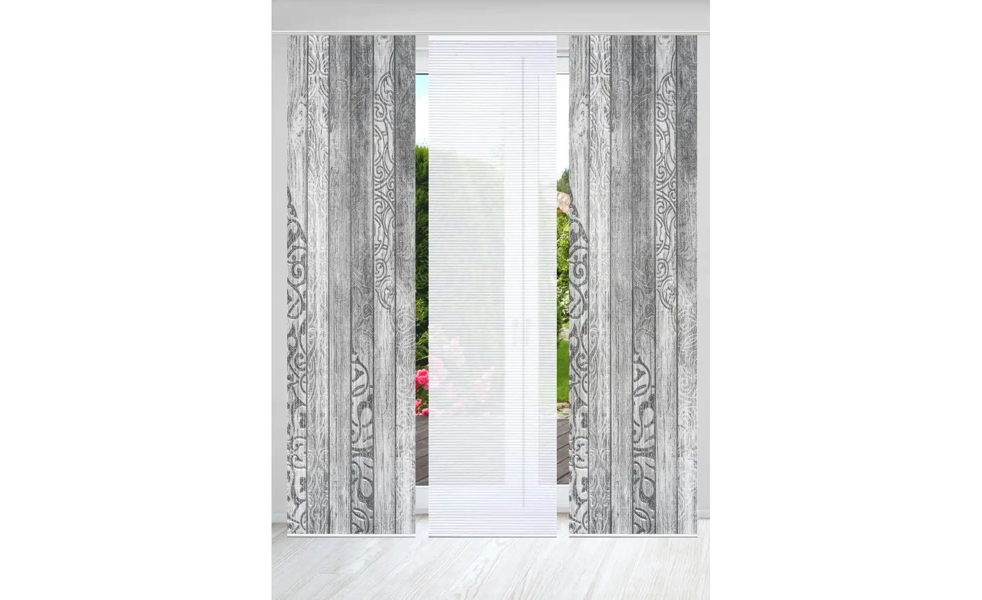 Thumbnail - HOME in green Schiebevorhang   ¦ grau ¦ Synthetik ¦ Maße (cm): B: 60 H: 245 Gardinen & Rollos > Gardinen & Vorhänge > Sc...