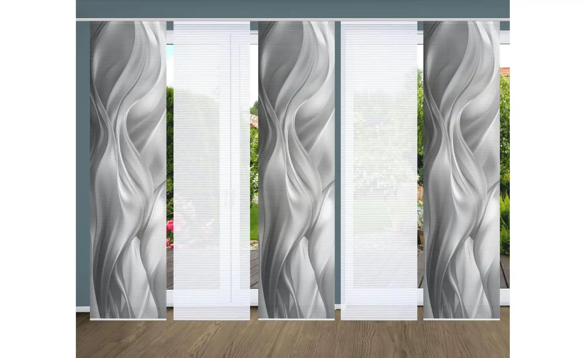 Thumbnail - HOME in green Schiebevorhang   ¦ grau ¦ Synthetik ¦ Maße (cm): B: 60 H: 245 Gardinen & Rollos > Gardinen & Vorhänge > Sc...