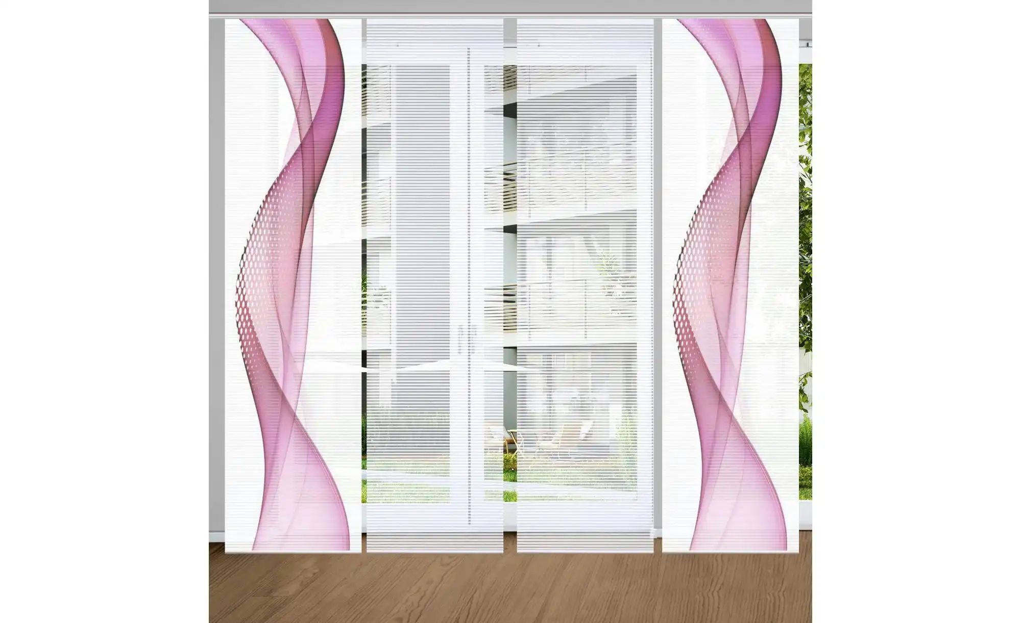 Thumbnail - HOME in green Schiebevorhang ¦ lila/violett ¦ Synthetik ¦ Maße (cm): B: 60 H: 245 Gardinen & Rollos > Gardinen & Vorhä...
