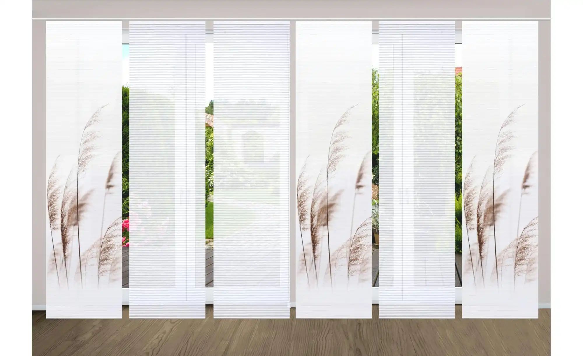 Thumbnail - HOME in green Schiebevorhang   ¦ creme ¦ Synthetik ¦ Maße (cm): B: 60 H: 245 Gardinen & Rollos > Gardinen & Vorhänge > S...