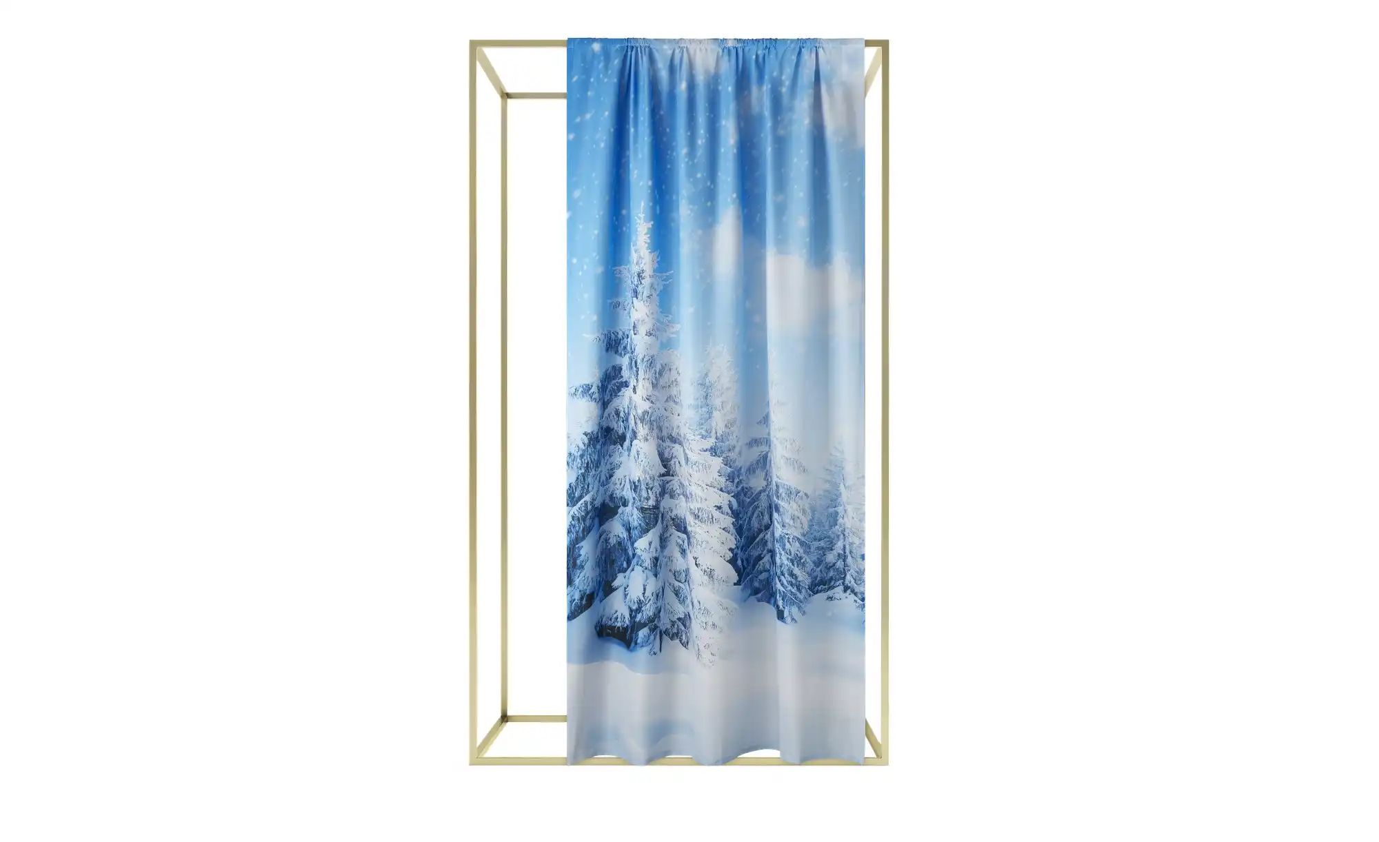 Vorhang  Winterlandschaft ¦ blau ¦ Synthetik ¦ Maße (cm): B: 140 Weihnachte günstig online kaufen
