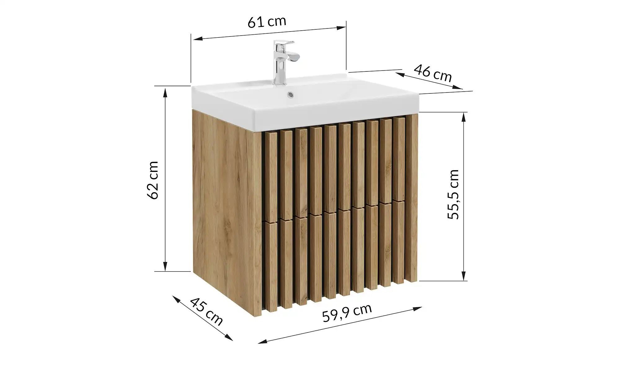 Waschtischkombination  Linstower See ¦ holzfarben ¦ Maße (cm): B: 61 H: 62 günstig online kaufen