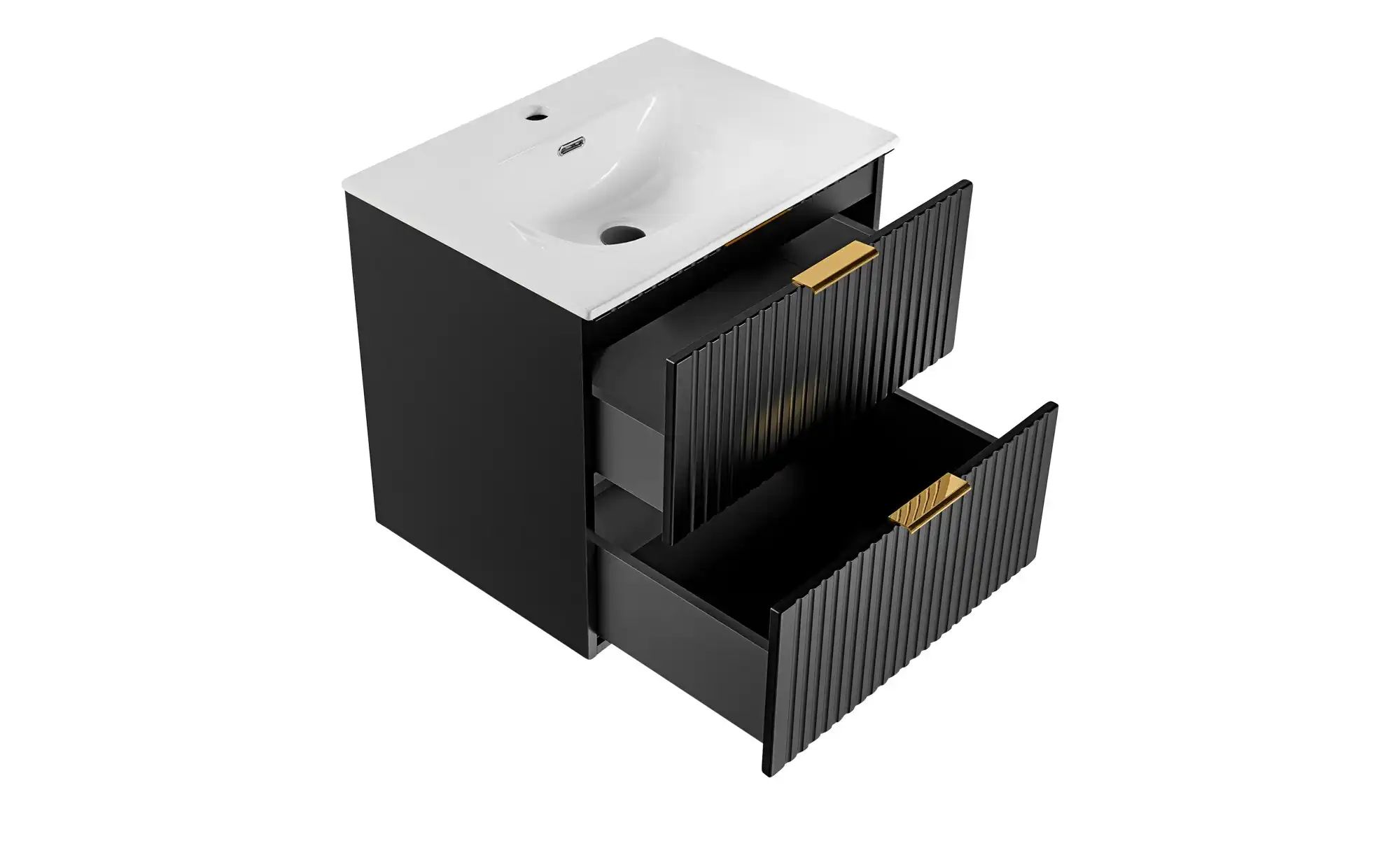 Thumbnail - Waschtischkombination  Alpsee ¦ schwarz ¦ Maße (cm): B: 61 H: 58,7 T: 46.0 Schränke > Badschränke > Waschbecken-untersch...