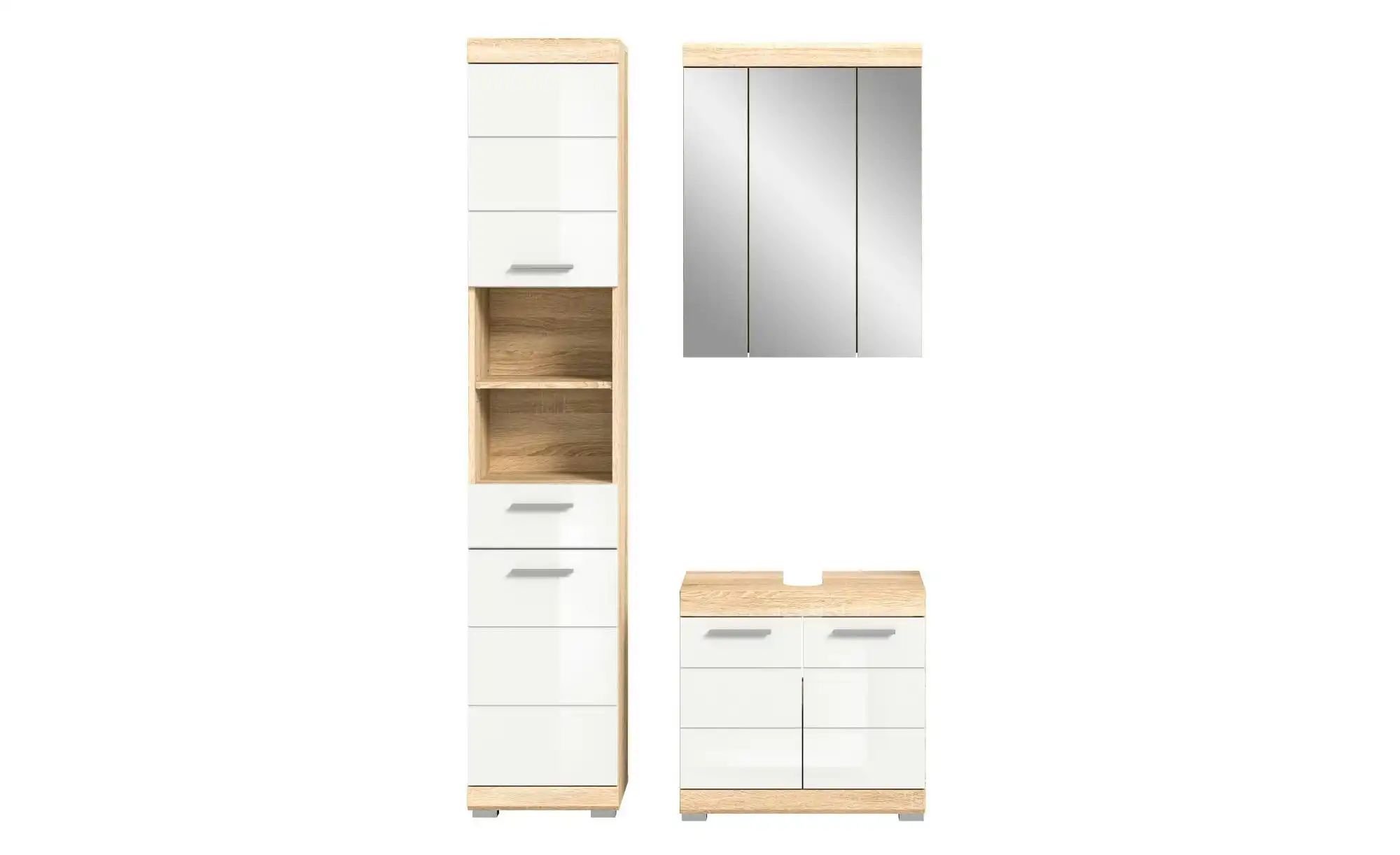 Badmöbel-Set SCHLOONSEE  3 teilig  bestehend aus: Hochschrank  Waschbeckenu günstig online kaufen