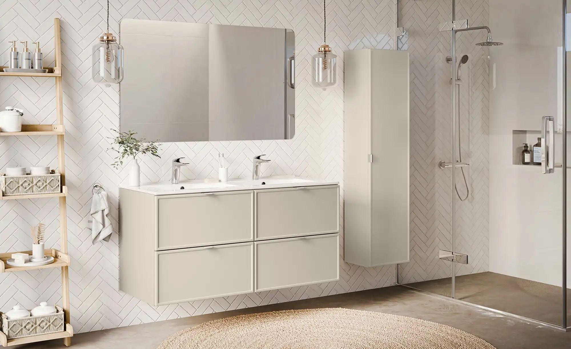Waschtischkombination  Behler See ¦ beige ¦ Maße (cm): B: 121 H: 58,7 T: 46 günstig online kaufen