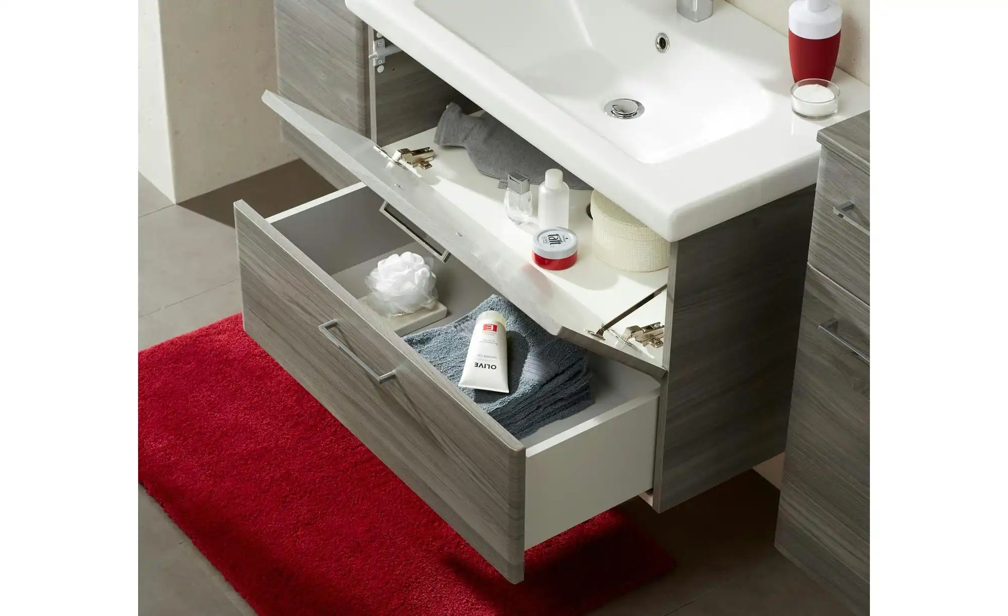 Thumbnail - Badkombination  Dabeler See ¦ holzfarben ¦ Maße (cm): B: 82 H: 200 Schränke > Badschränke > Komplett-Badkombinationen - ...