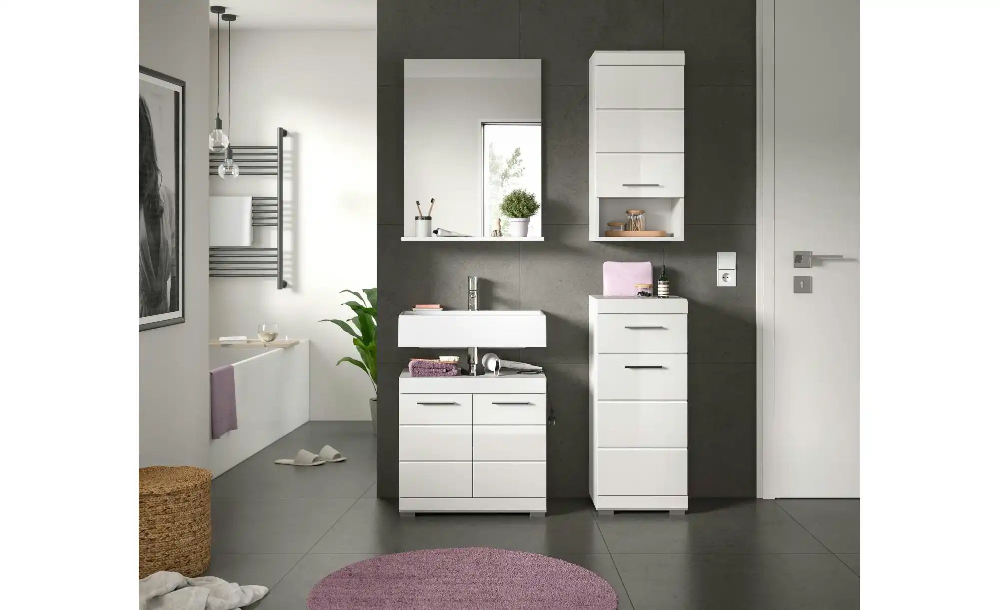 Thumbnail - Badmöbel-Set SCHLOONSEE  4 teilig  bestehend aus: Waschbeckenunterschrank  Spiegel  Unterschrank  Hängeschrank  Schloons...