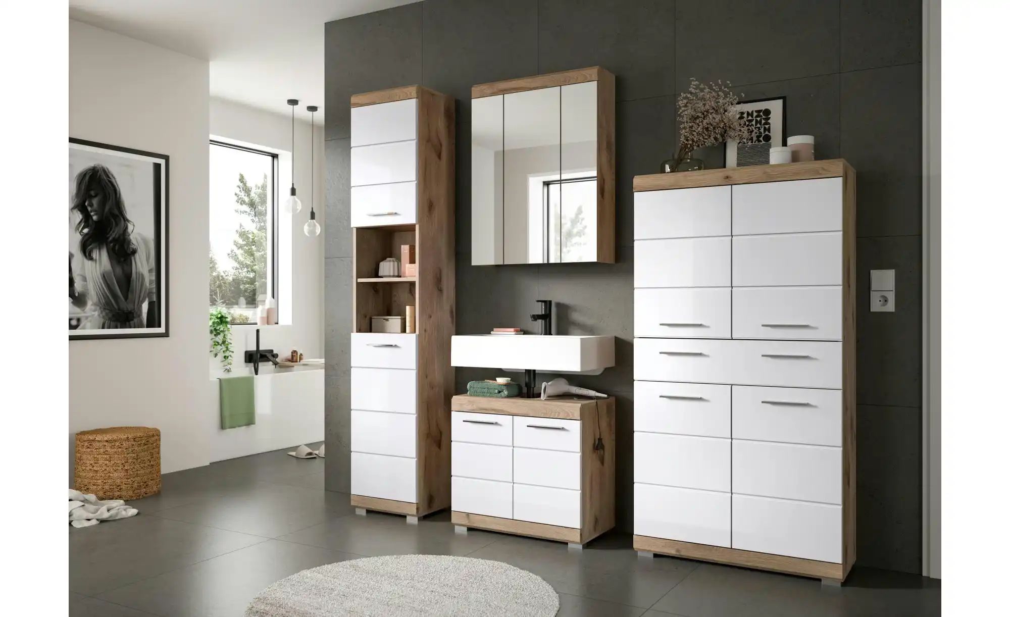 Thumbnail - Badmöbel-Set WALDSEE 2 tlg. bestehend aus: Waschbeckenunterschrank Spiegelschrank in verschiedenen Farben erhältlich...