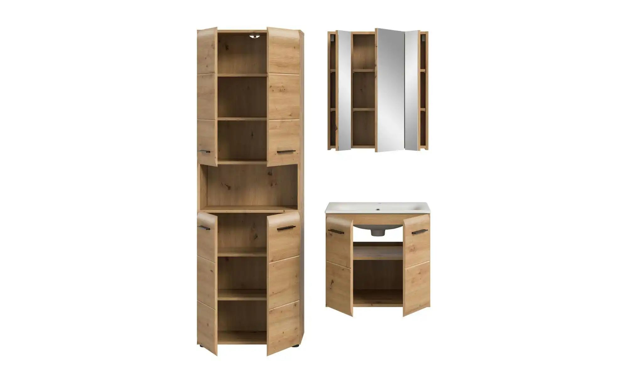 Badkombination   ¦ holzfarben ¦ Maße (cm): B: 135 H: 185 Schränke > Badschr günstig online kaufen