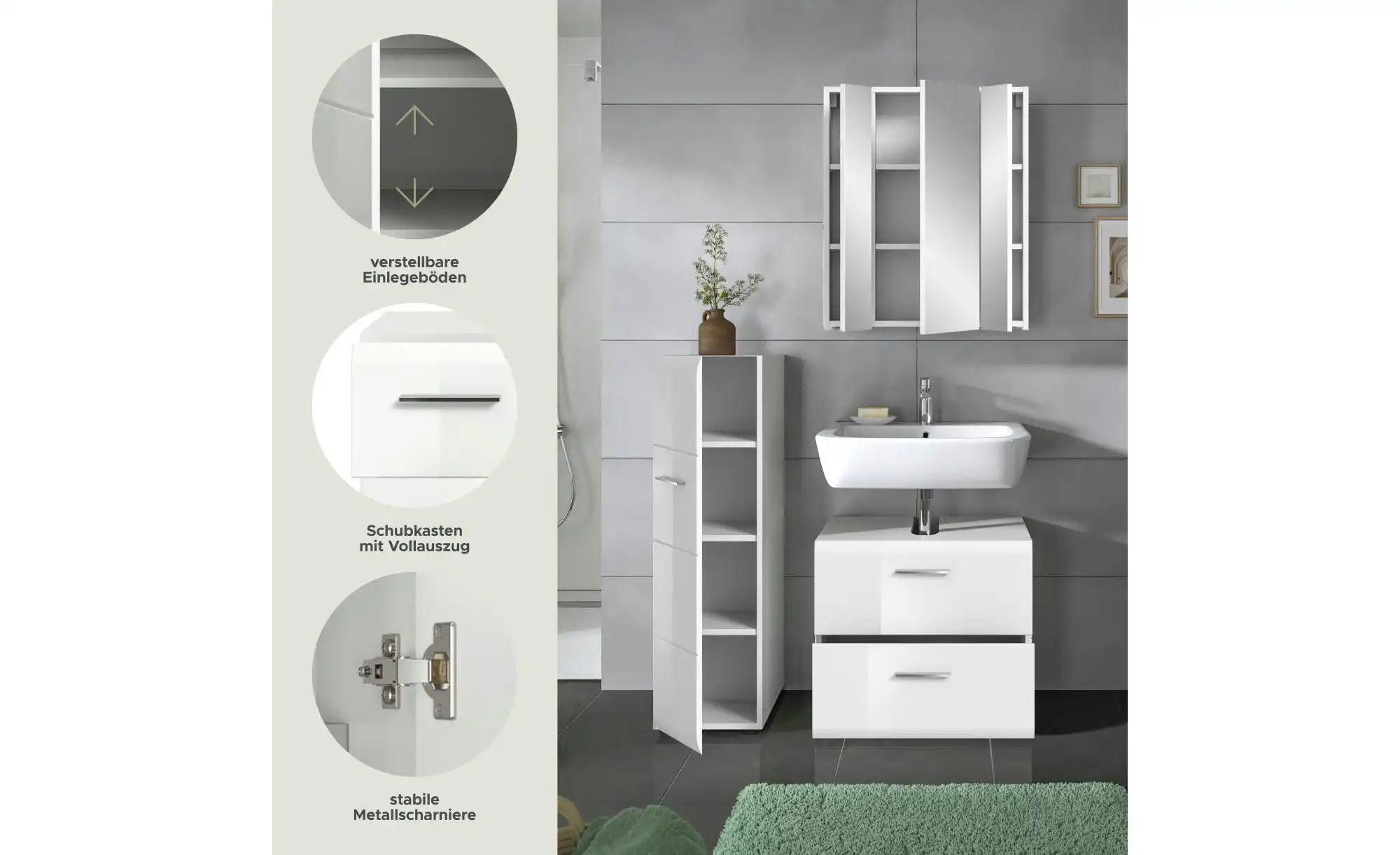 Badkombination  Igelsbachsee ¦ weiß ¦ Maße (cm): B: 105 H: 185 Schränke > B günstig online kaufen