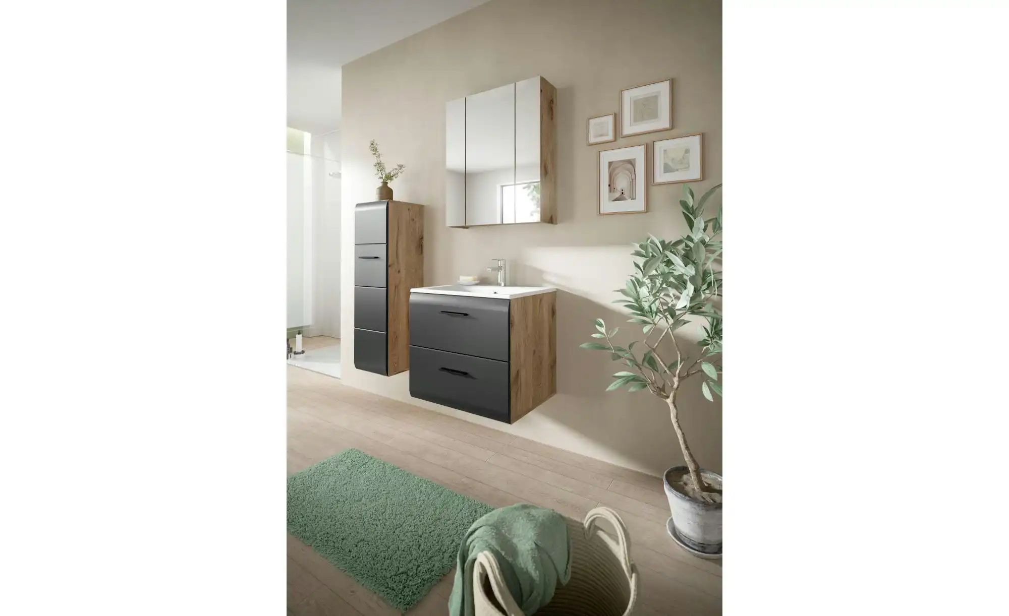 Thumbnail - Badkombination  Igelsbachsee ¦ holzfarben ¦ Maße (cm): B: 60 H: 185 Schränke > Badschränke > Komplett-Badkombinationen -...