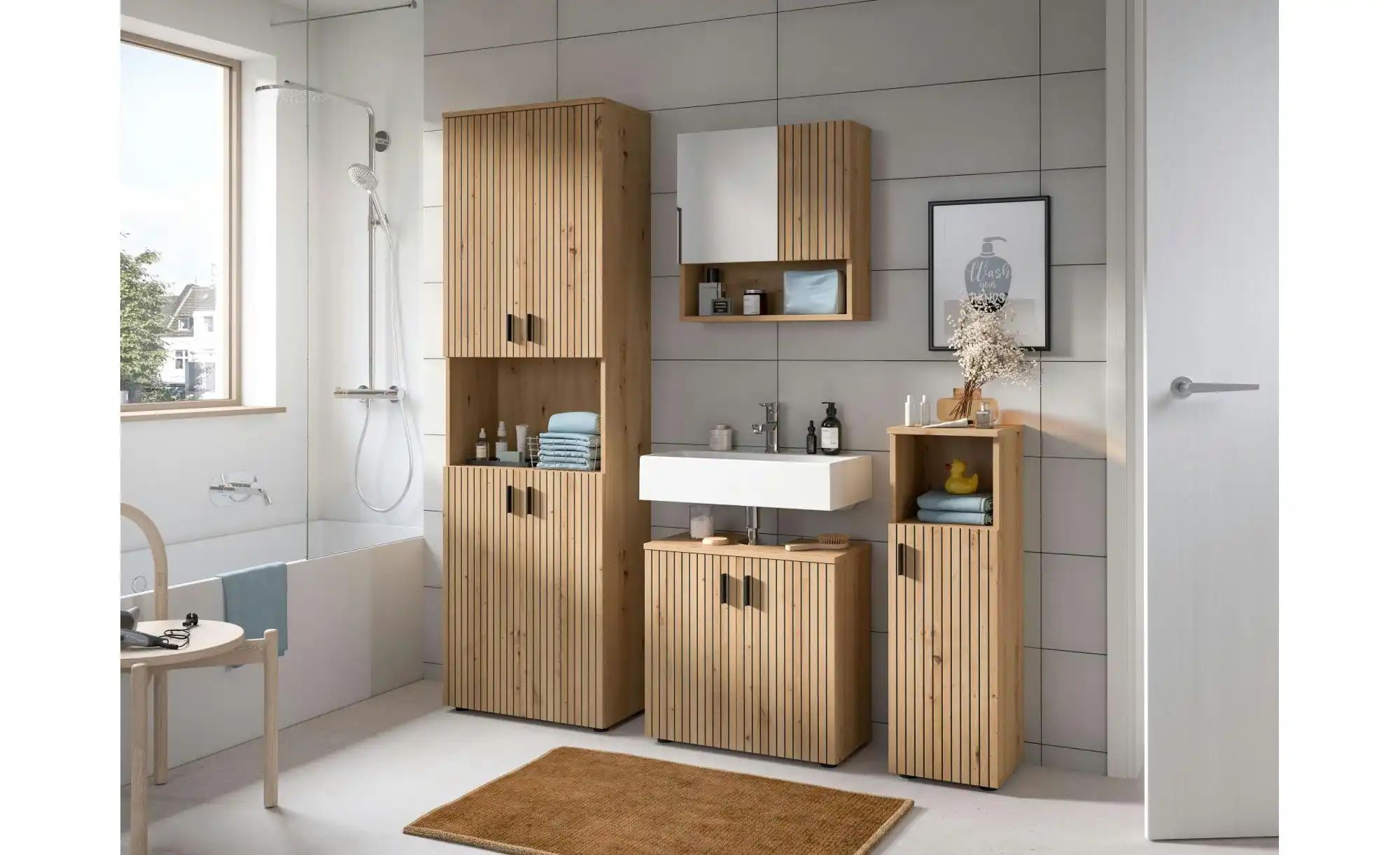 Badkombination   ¦ holzfarben ¦ Maße (cm): B: 180 H: 192 Schränke > Badschr günstig online kaufen