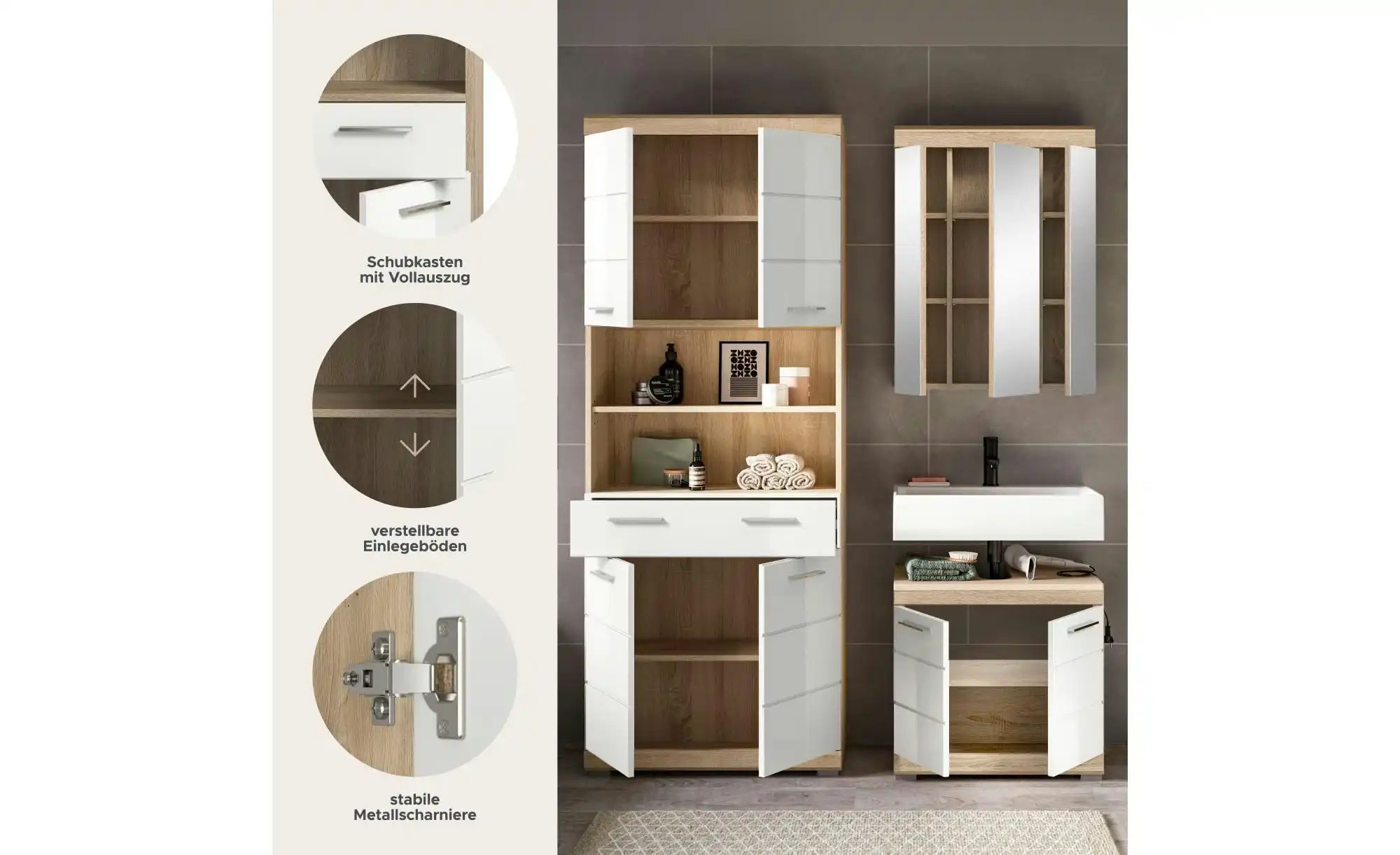 Badkombination   ¦ holzfarben ¦ Maße (cm): B: 149 H: 191 Schränke > Badschr günstig online kaufen