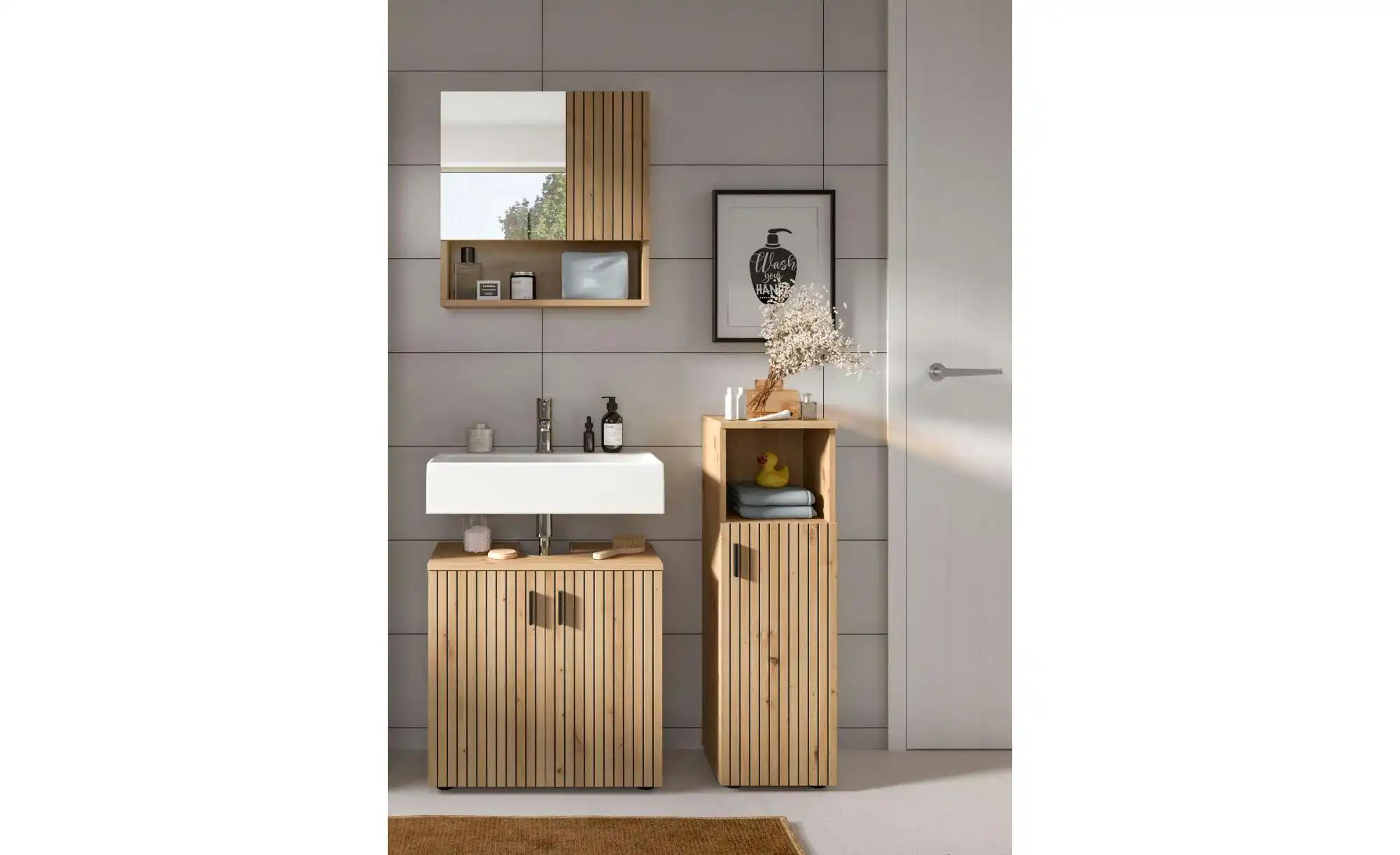 Badkombination   ¦ holzfarben ¦ Maße (cm): B: 105 H: 180 Schränke > Badschr günstig online kaufen