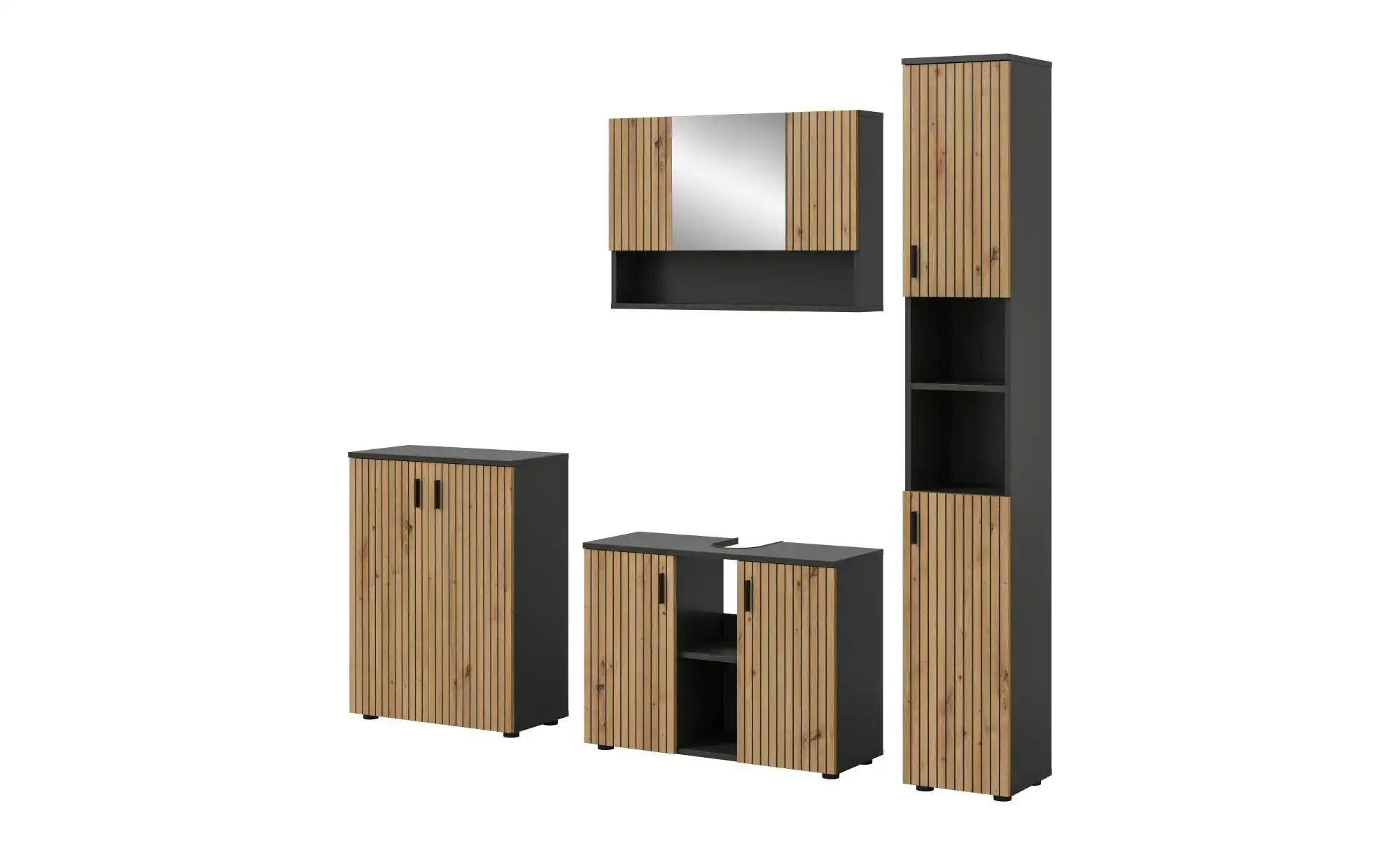 Badkombination   ¦ grau ¦ Maße (cm): B: 200 H: 192 Schränke > Badschränke > günstig online kaufen